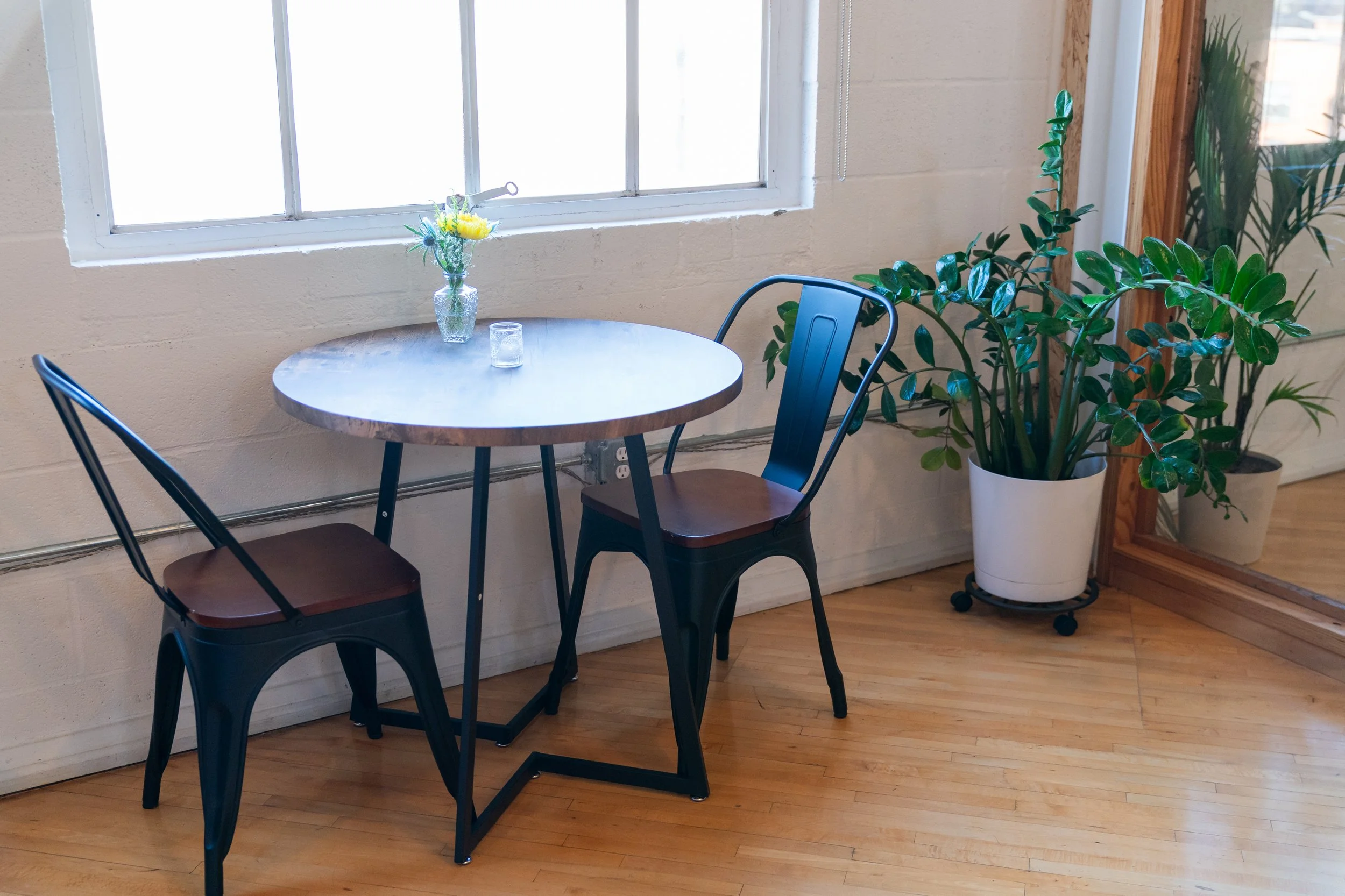 Available bistro tables, complimentary with venue space