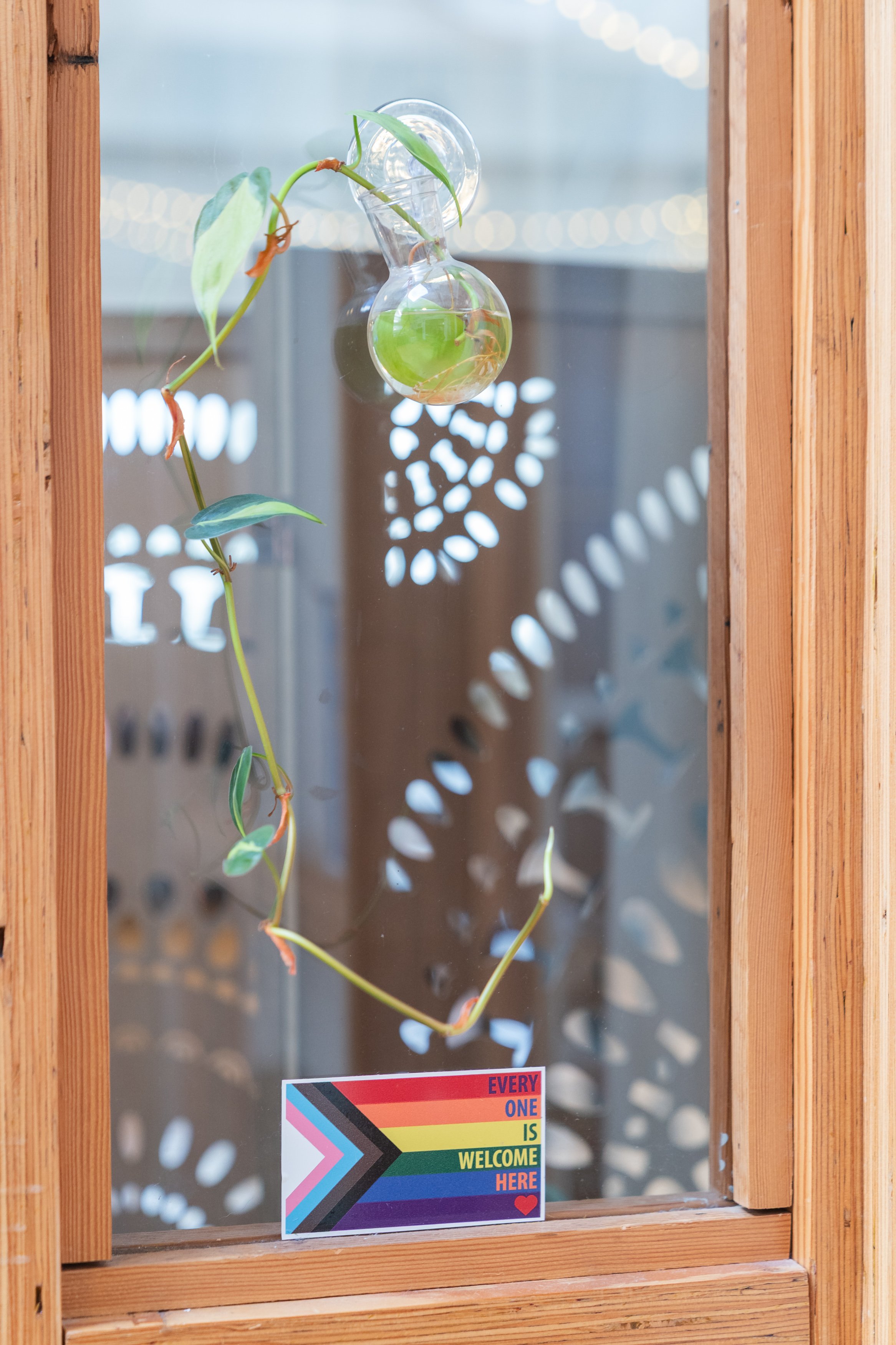 Window at Rae Loft, LGBT owned business