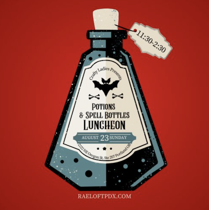 Potions and Spell Bottles Crafty Lunch, Portland, PDX, Witchy, Witches, Magic, Brunch, Lunch, Cocktails, Crafts, Happy Hour, Art Class, Date, Night, Weekend, Sunday, Event Space