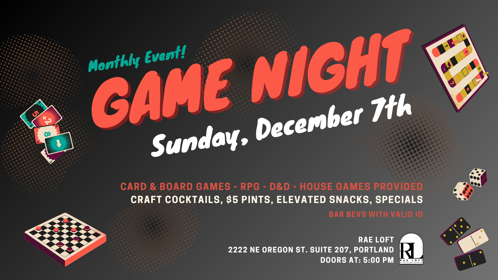 Game Night! Monthly fun free event! 