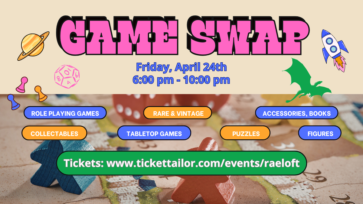 PDX Game Swap Events Games, Boardgames, Tabletop, RPG, Puzzles, Collectables, Figures, Cosplay, Expo, Fan, Con, Portland, Events, Free