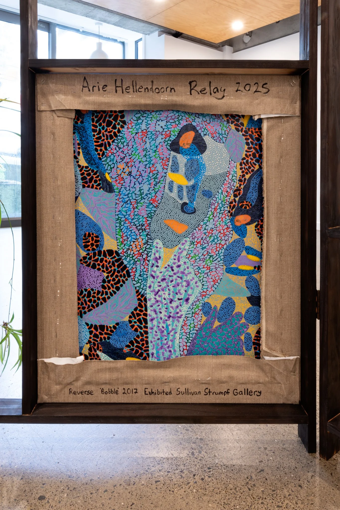 verso of Relay, 2025, acrylic on linen, 615 × 760 mm