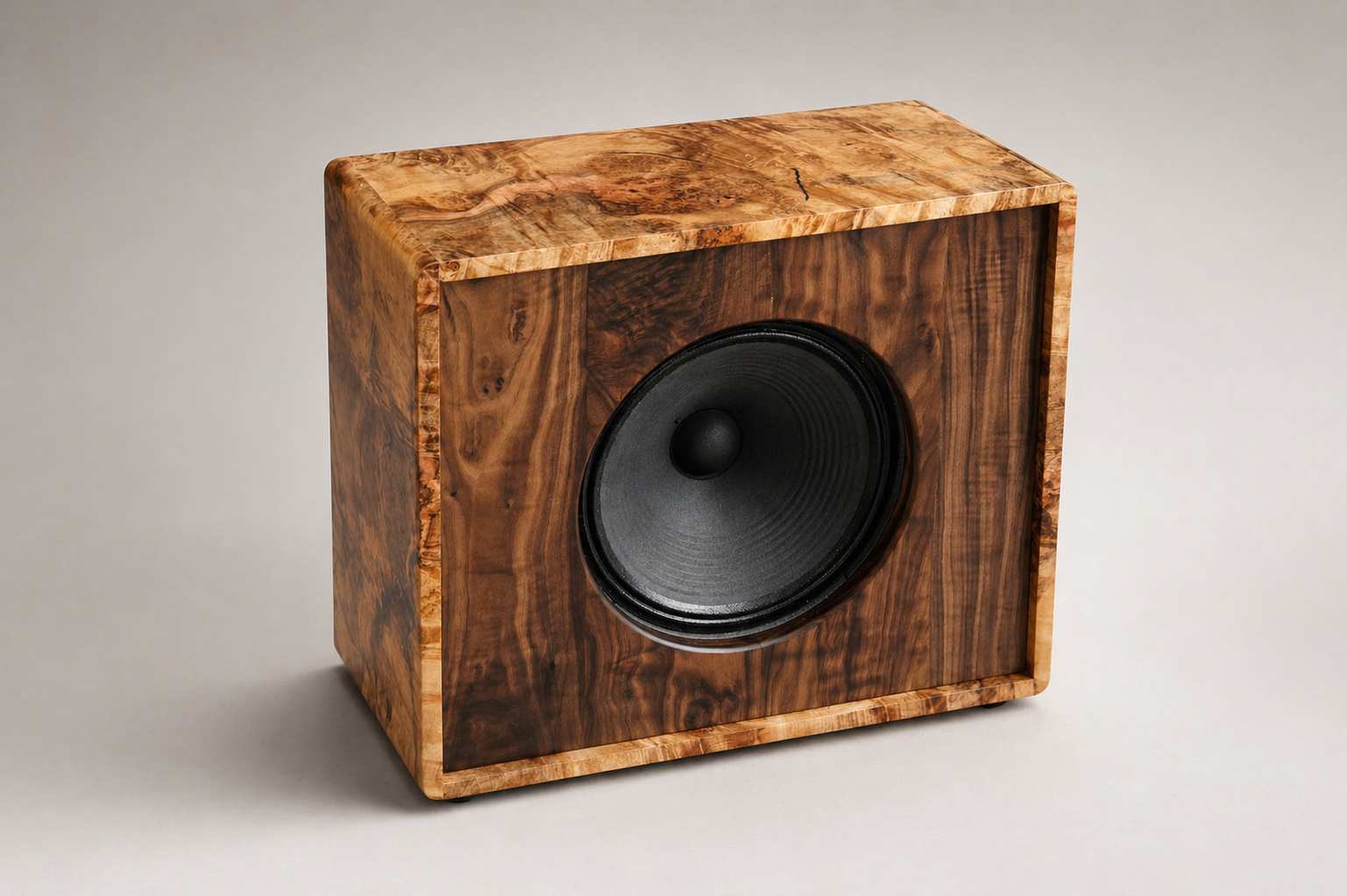 Burl Maple and Curly Walnut Speaker