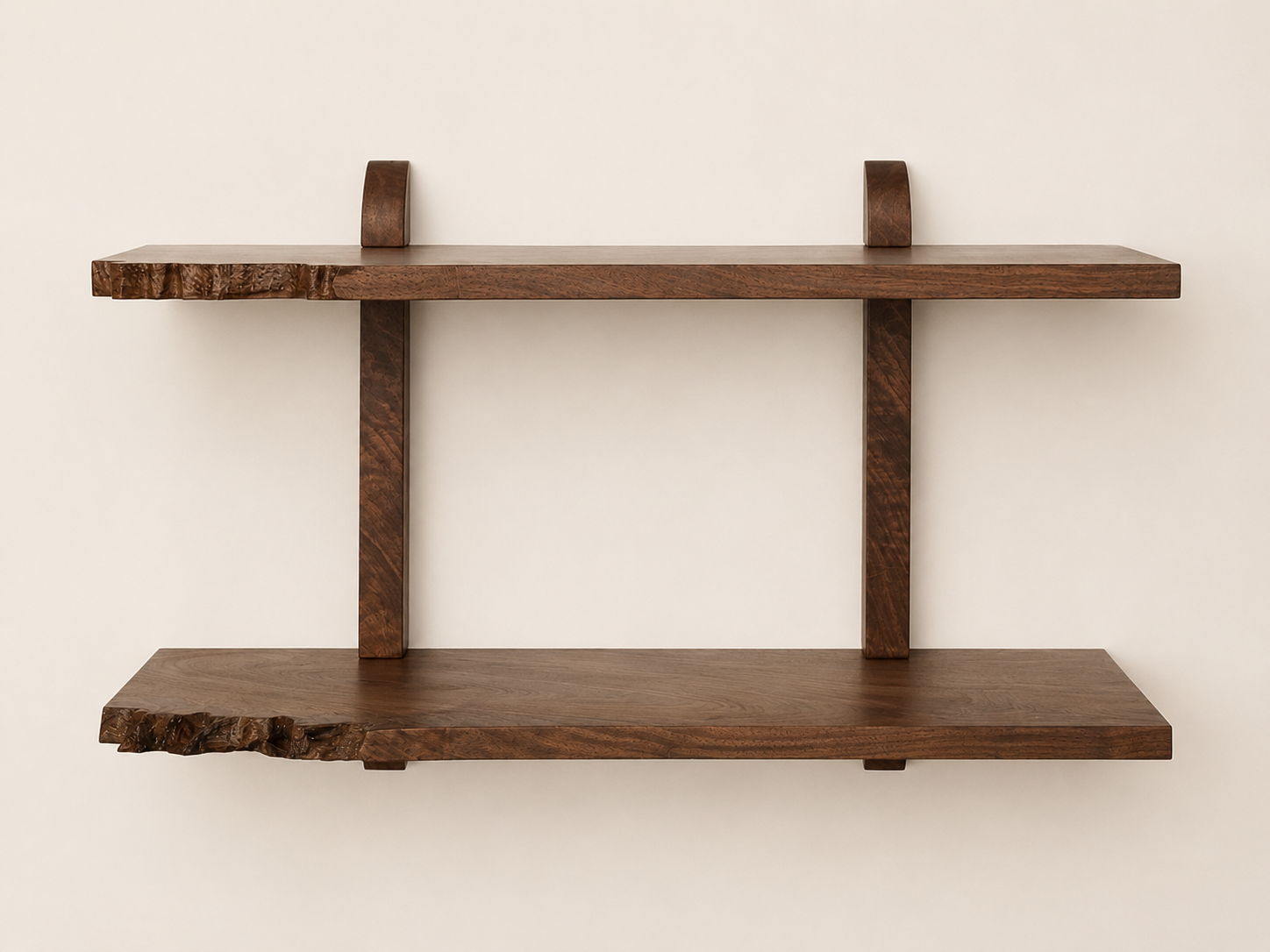 Japanese Style Two Tier Walnut Shelf