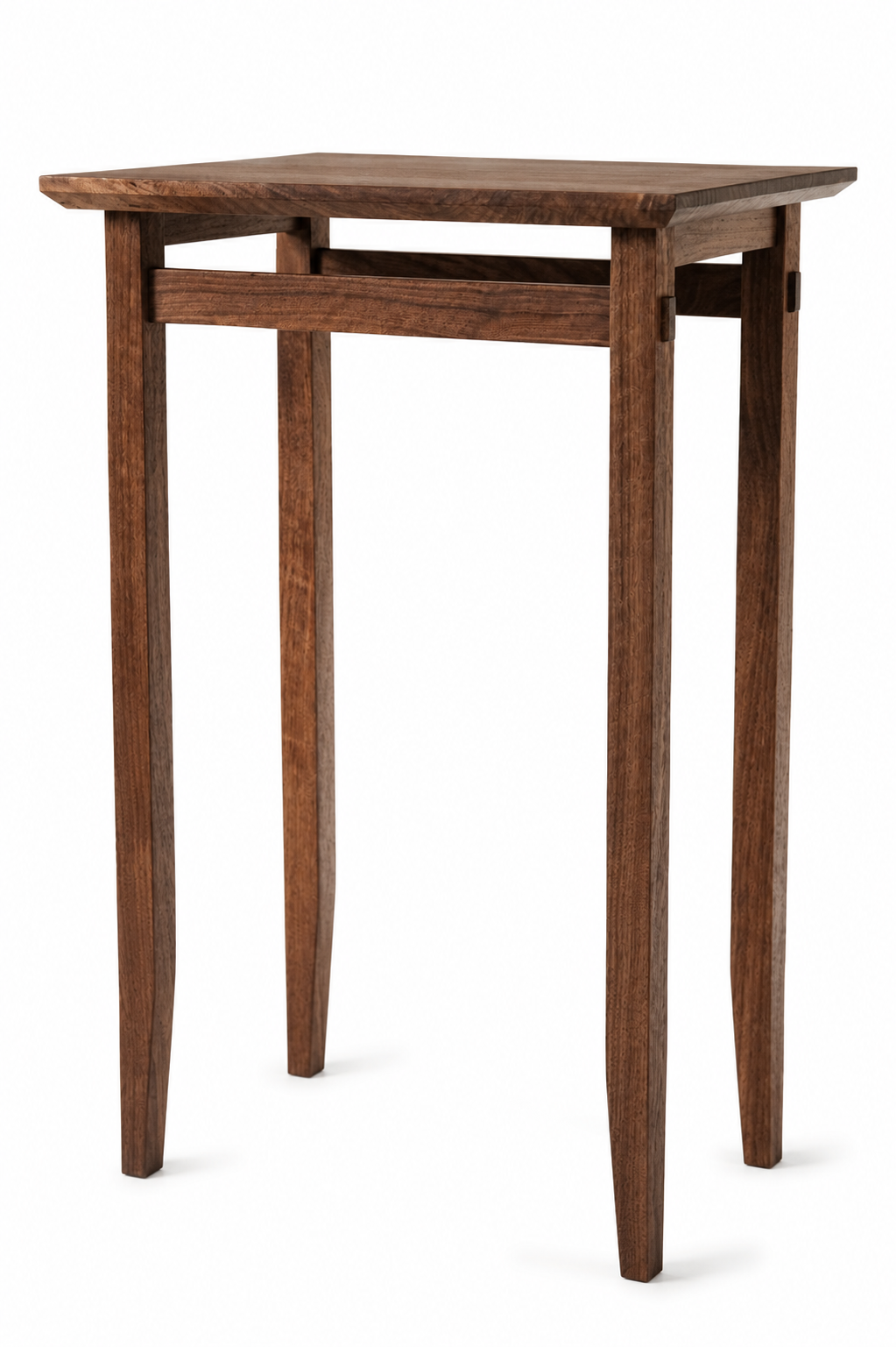 Wooden side table with four legs and a rectangular top
