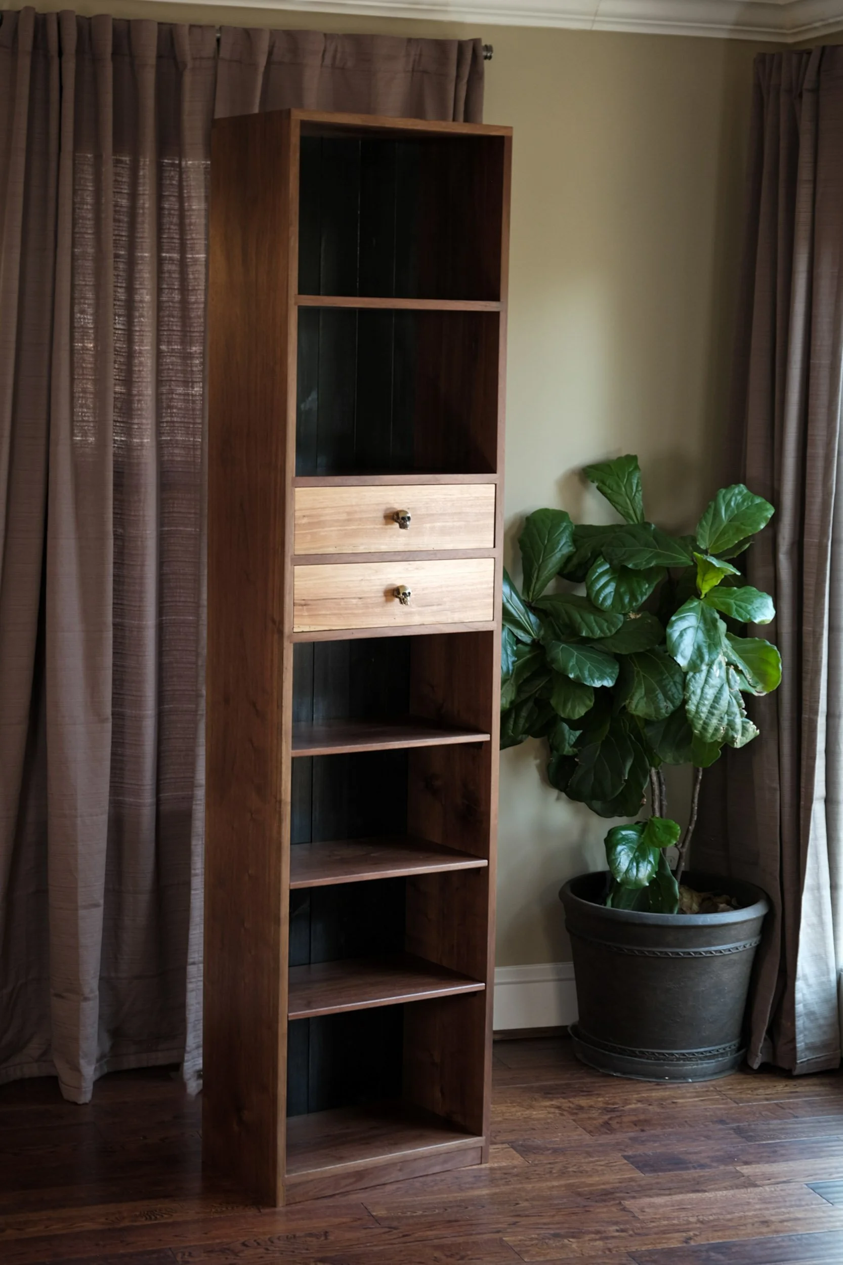 Von Boyle Walnut Bookcase with Dovetail Drawers