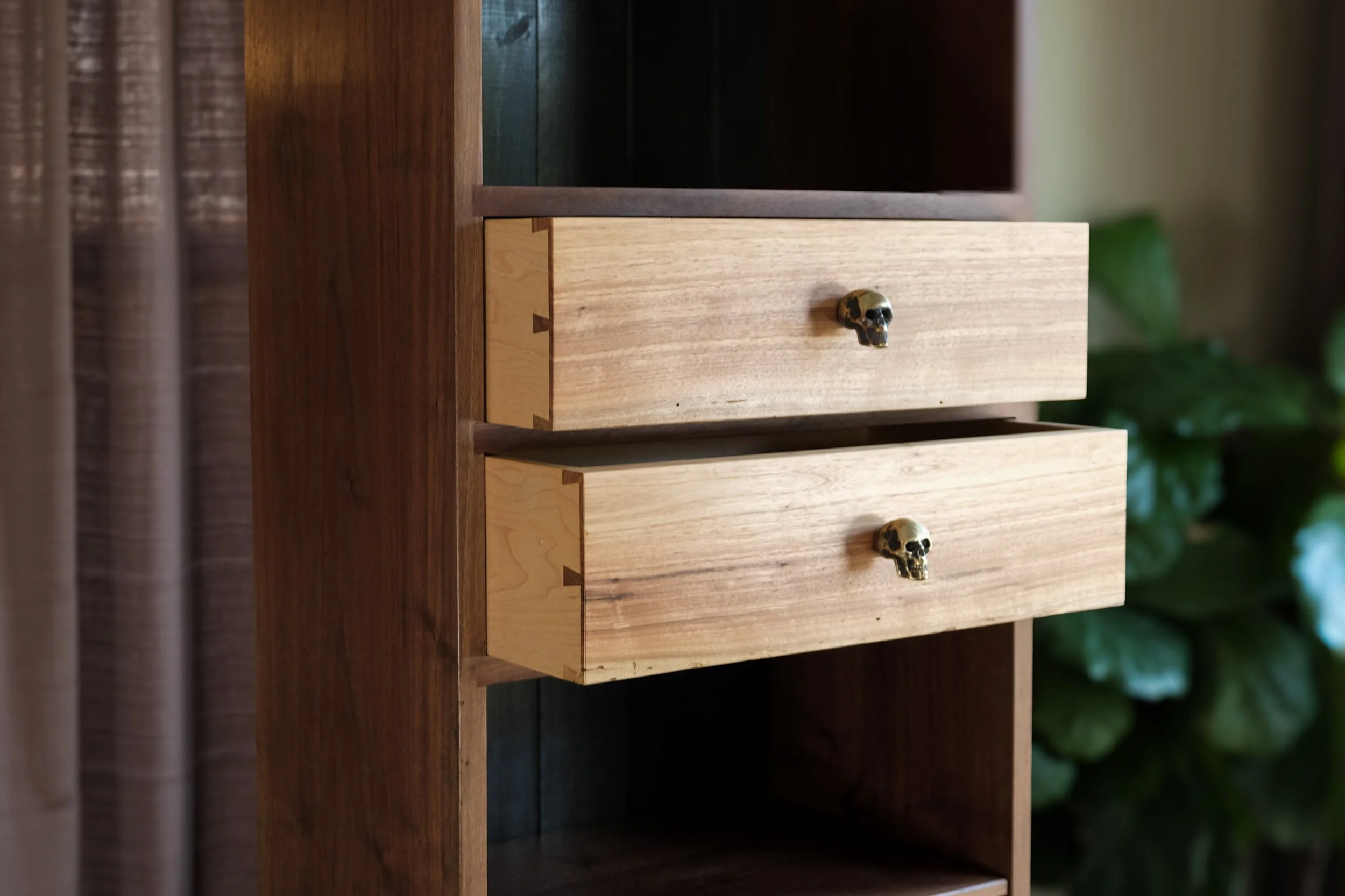 Von Boyle Walnut Bookcase with Dovetail Drawers