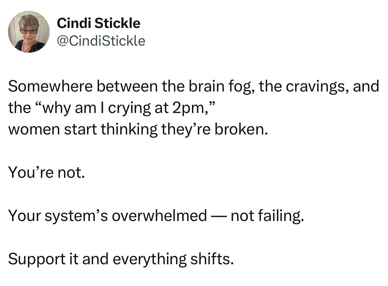So many women think they&rsquo;re failing when their bodies start sending louder signals.

But those symptoms aren&rsquo;t flaws &mdash; they&rsquo;re flags.

When your system gets the support it&rsquo;s been missing, things shift fast.

#menopause #