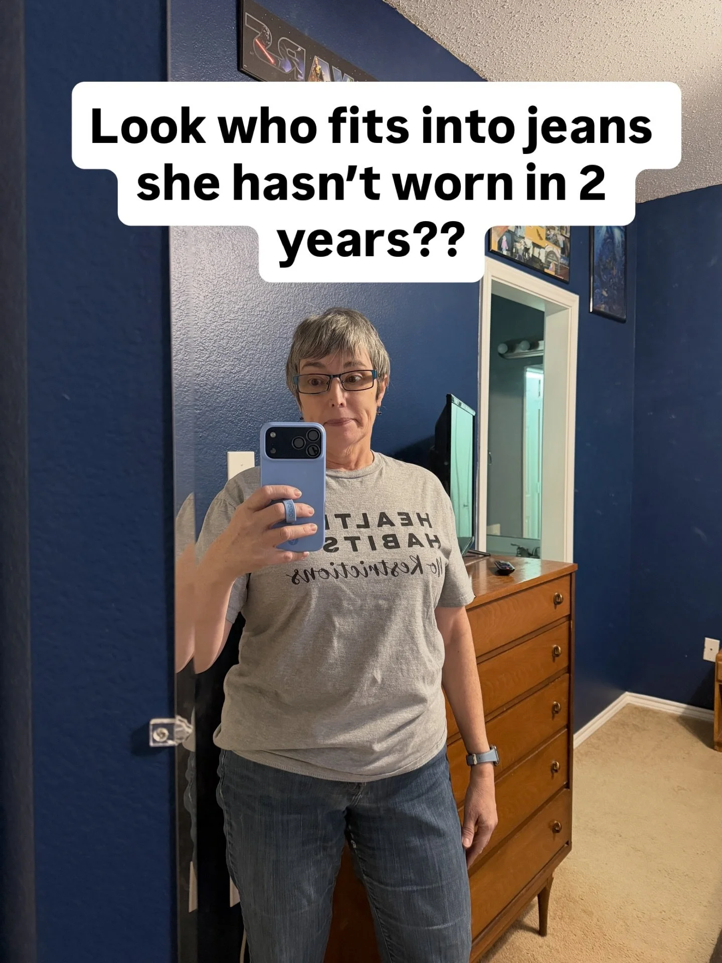 𝐓𝐡𝐞 𝐣𝐞𝐚𝐧𝐬 𝐭𝐡𝐚𝐭 𝐝𝐢𝐝𝐧&rsquo;𝐭 𝐟𝐢𝐭 𝐭𝐰𝐨 𝐲𝐞𝐚𝐫𝐬 𝐚𝐠𝐨?

Yeah. They fit now.

Actually, my other jeans were 𝑓𝑎𝑙𝑙𝑖𝑛𝑔 𝑜𝑓𝑓 𝑚𝑒, so I went digging in the back of the closet to see what else was in there.

And found these.