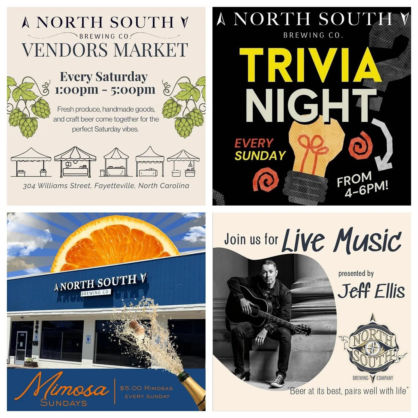 It&rsquo;s Fri-YAY! And all the good things happen on the weekend! 🍻

Kick things off tonight and drink local at North South Brewing! 💙 While you&rsquo;re here grab a bite from Bella Nonna! 

Saturday: Shop the Vendors Market 1:00pm- 5:00pm. Then s
