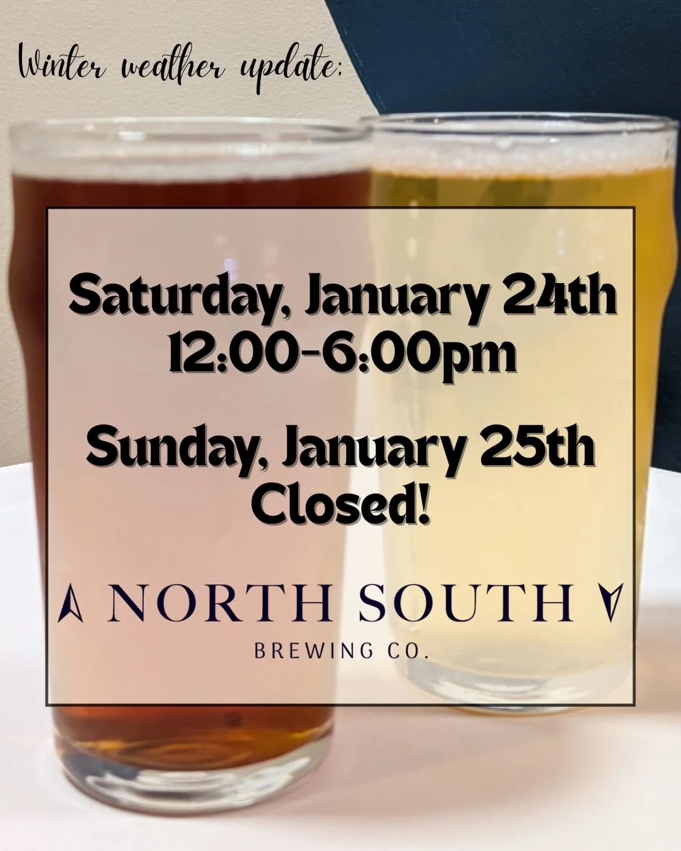 🌨️ WEATHER UPDATE! 🌨️
Taproom is OPEN today from 12:00-6:00pm! Come stock up on all your winter storm essentials.

Our Indoor Farmers Market is still happening 1:00&ndash;5:00pm, gather your meat, bread, beer, and other goodies all in one spot! 

B