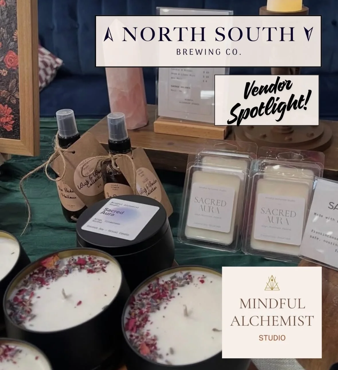 Cozy ritual candles and handmade alchemy, poured with intention right here in North Carolina! ❤️🕯️We&rsquo;re so grateful to have @mindfulalchemiststudio in our North South community. Thank you for reminding us to slow down, be mindful, and love our