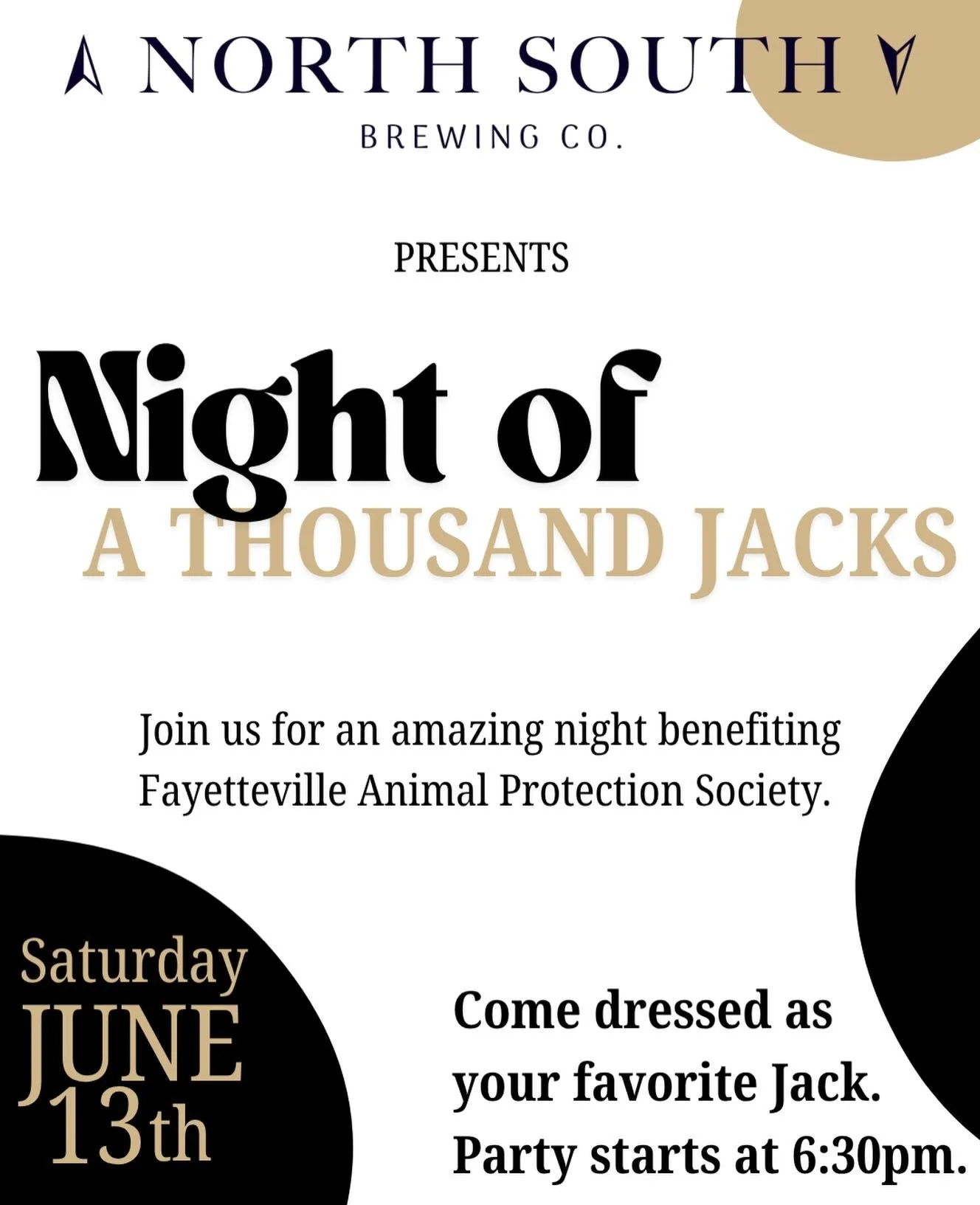 One Jack? Good. Jack-Jack? Even better.

Join us at North South Brewing to celebrate Jack-Jack&rsquo;s birthday! Come for a night of costumes, community, and cold beer as we raise money for the Fayetteville Animal Protection Society!

The challenge i