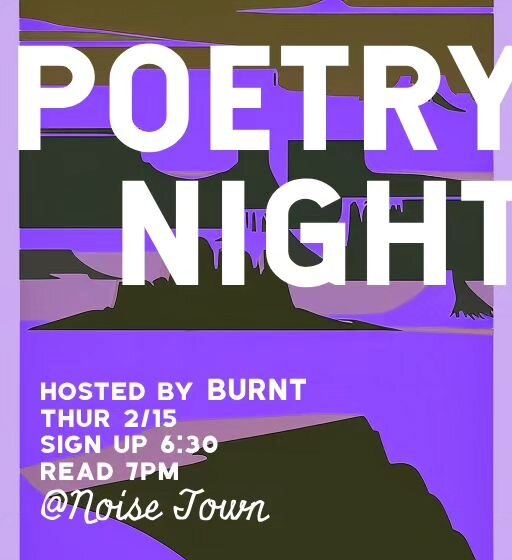 This Thursday! 
Open mic poetry with Burnt 
Sign up at 6:30 reading at 7
Free to attend and participate!