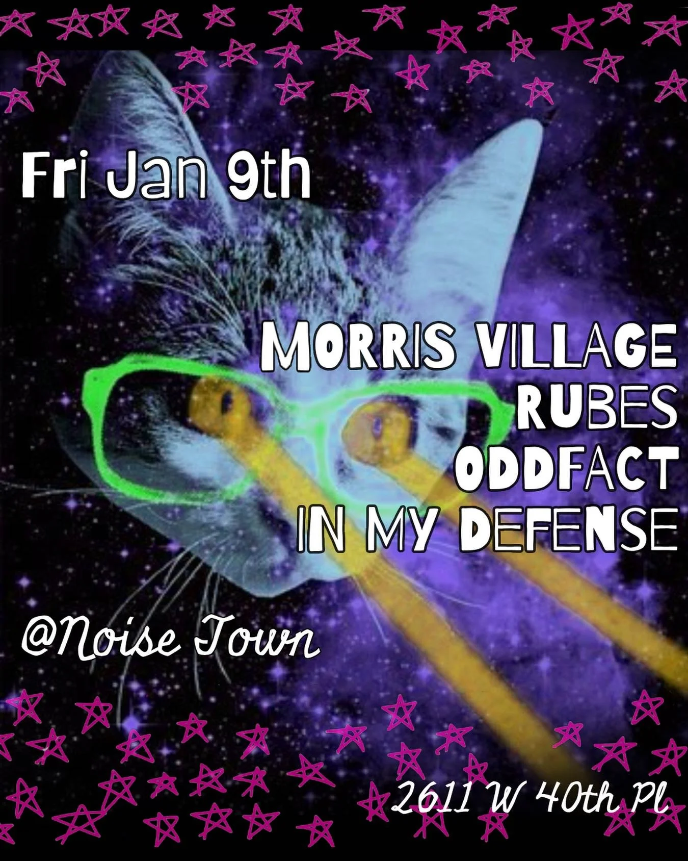 Our first show of the New Year! Friday January 9th come hang out and catch:

Morris Village | @morrisvillagetul
Rubes | @rubesok
Oddfact | @oddfactband
In My Defense | @inmydefenseband

Doors 7:30pm Music 8pm 
Tickets $10
