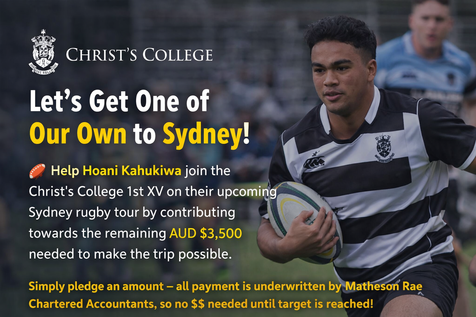Give a Little - Small Donation to CC First XV Promising Athlete 