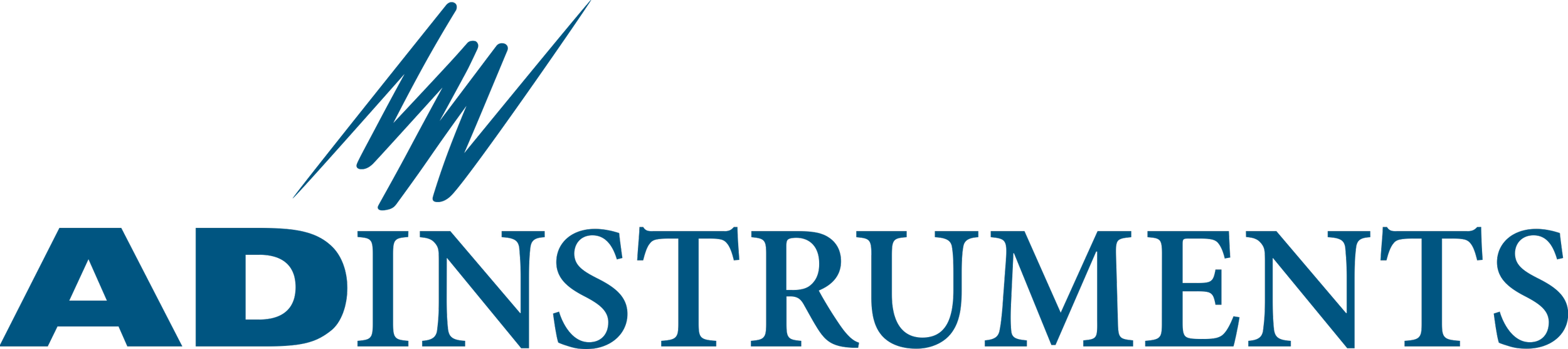 Logo for AD Instruments featuring stylized blue musical notes and the company name in blue text.