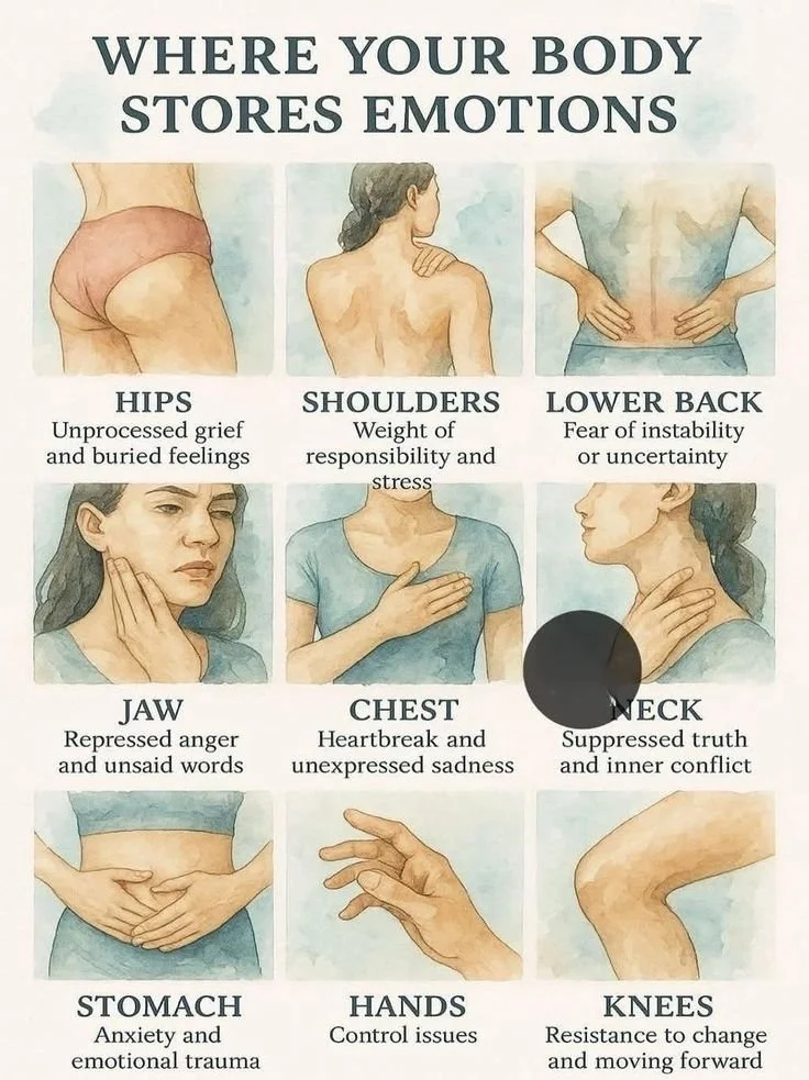 🧘&zwj;♀️ Your Body Keeps the Score &mdash; Literally

Emotions don&rsquo;t just live in our minds; they often take residence in our bodies. Unprocessed grief, tension, and stress can show up as physical sensations &mdash; tight shoulders, jaw clench