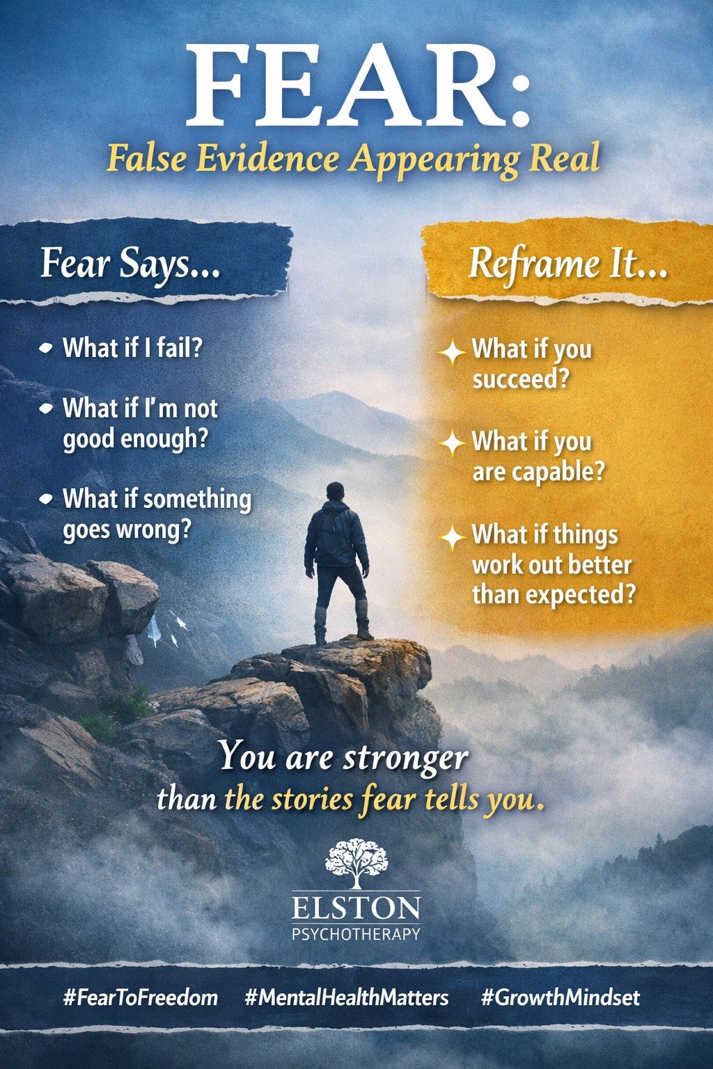Fear.

We hear it all the time: *False Evidence Appearing Real.*

And while fear can feel overwhelming, it&rsquo;s important to remember that not every thought we have is a fact. Our minds are powerful&mdash;they can create stories that feel real, ev
