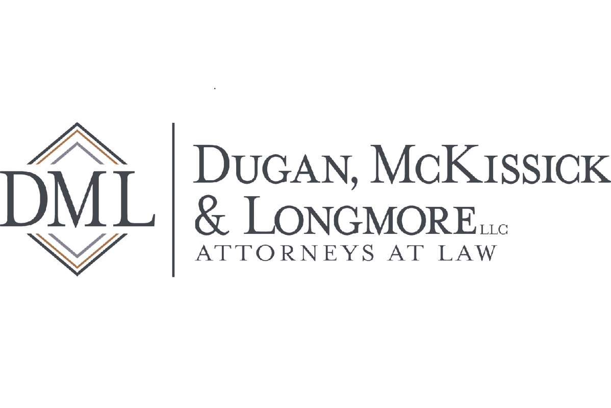 Logo of Dugan, McKissick & Longmore law firm featuring initials DML and textual name of the law firm.