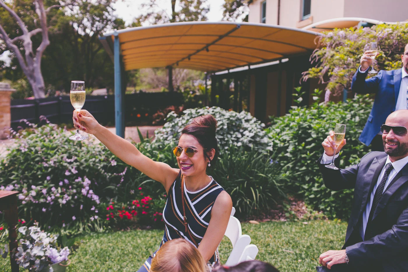 Guest celebrating with champagne