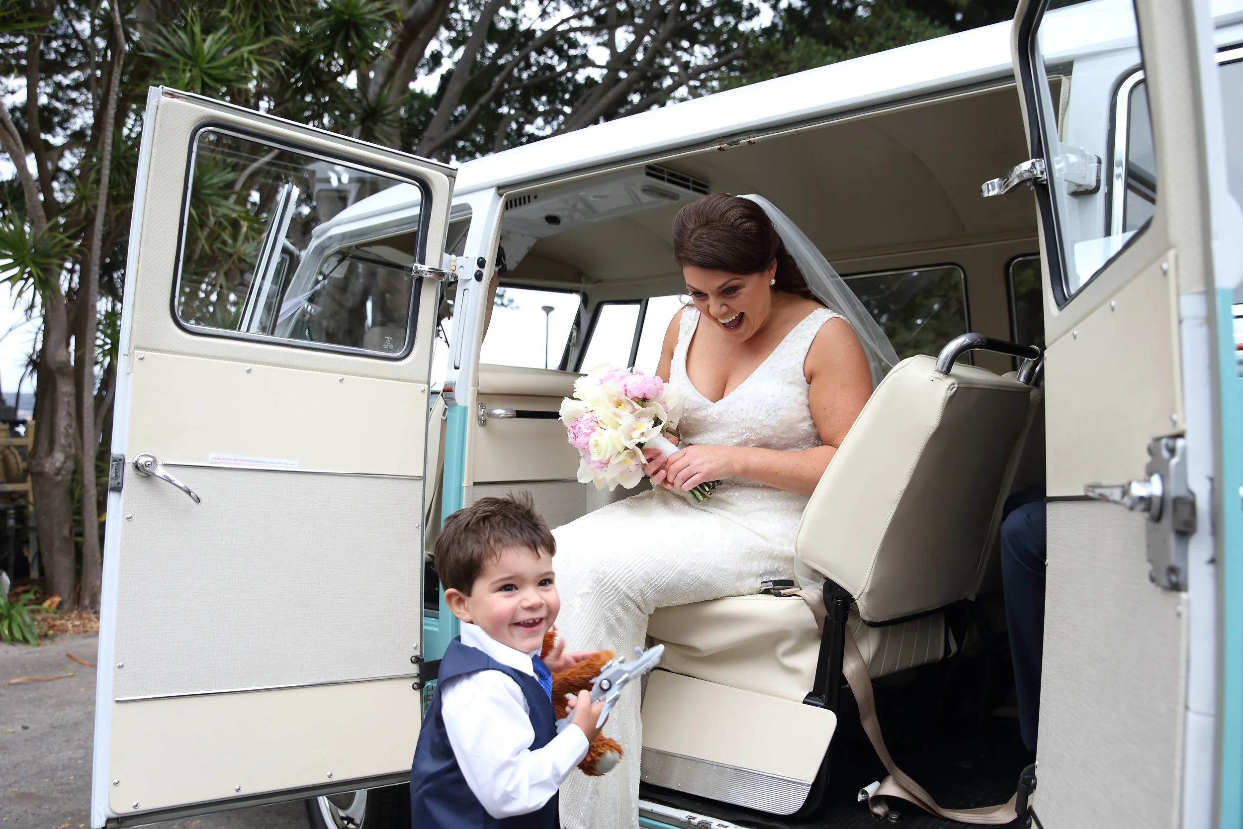 Bride arriving at her wedding at Bathers Pavilion Balmoral