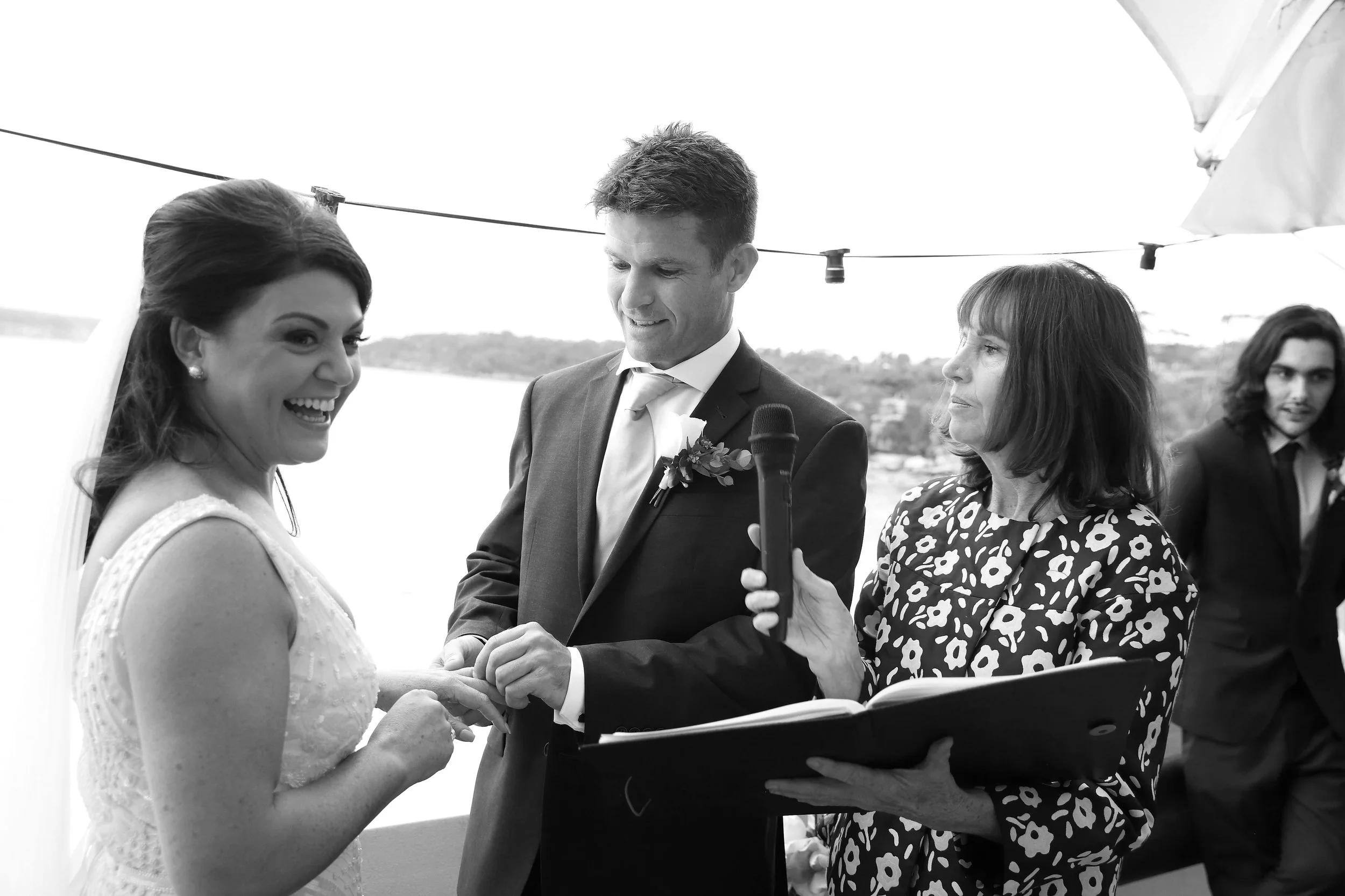 Bride and Groom at their wedding ceremony at Bathers Pavilion