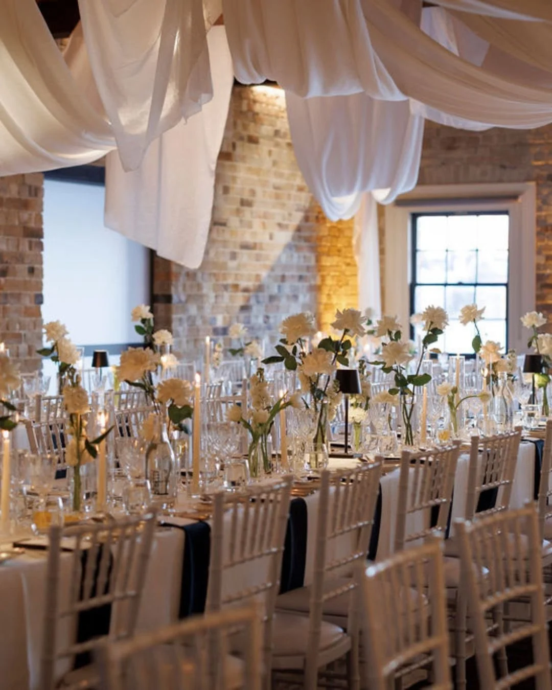 We loved bringing Brijahn &amp; Luke&rsquo;s reception vision to life, a striking monochrome setting designed to feel modern, elevated, and full of atmosphere 🥂🤍

We began with premium white linens to create a clean, elevated foundation, then layer