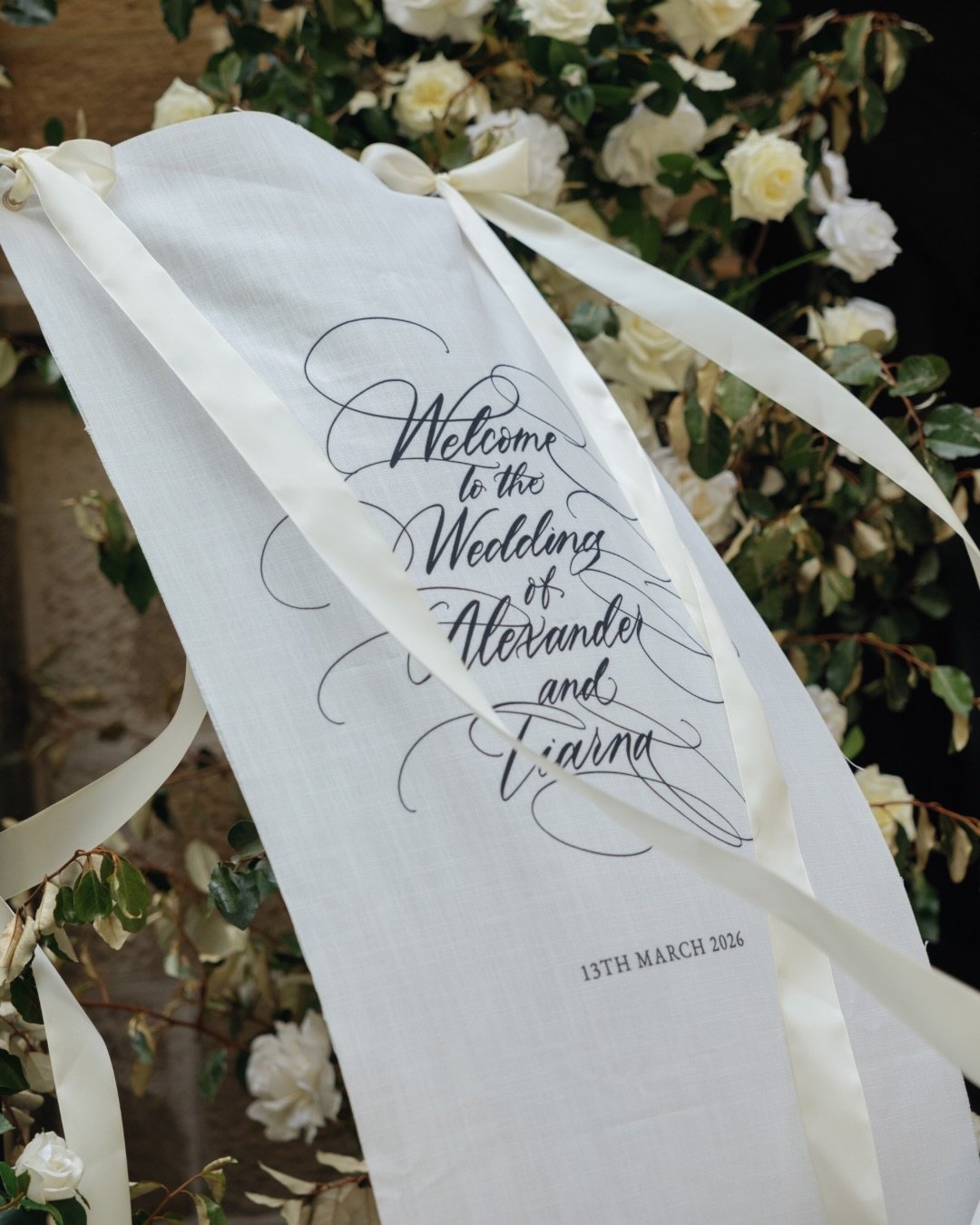A beautiful blend of thoughtful details, soft textures, and elegant design✨

From calligraphy stationery chosen to reflect the romantic tone, to two sets of church doors adorned with florals - one welcoming guests and one reserved for Tiarna&rsquo;s 