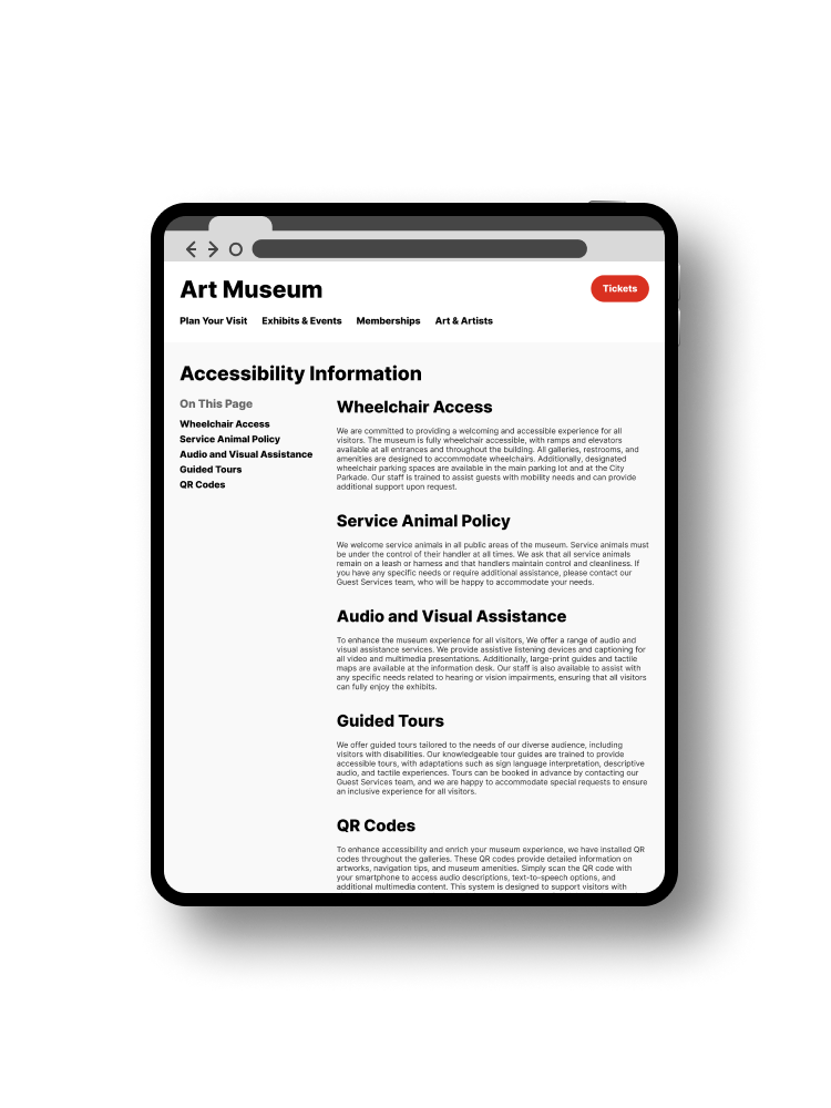 Tablet Web Mockup - Accessibility Information.png