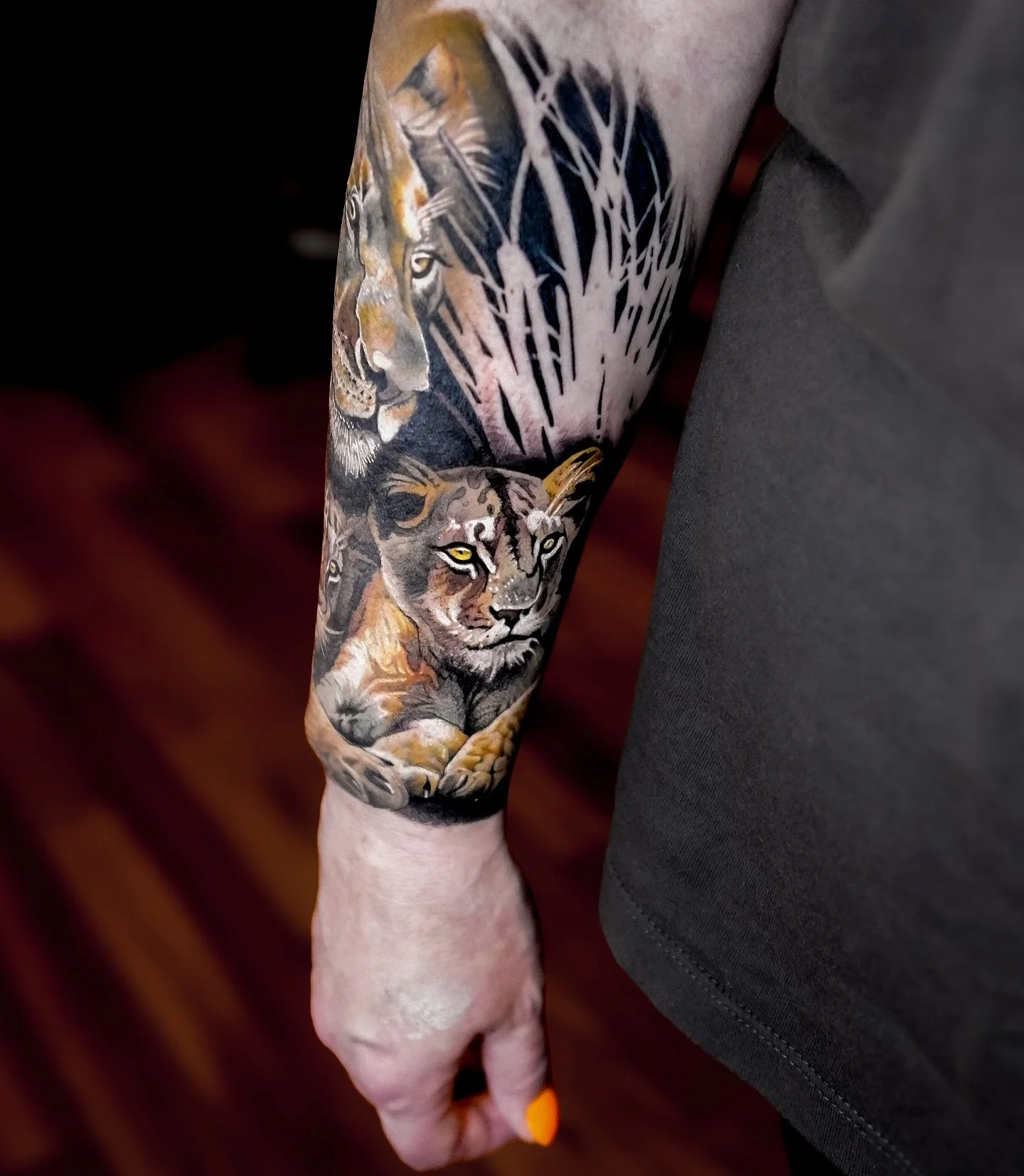 The lioness protecting her cubs for Natasha