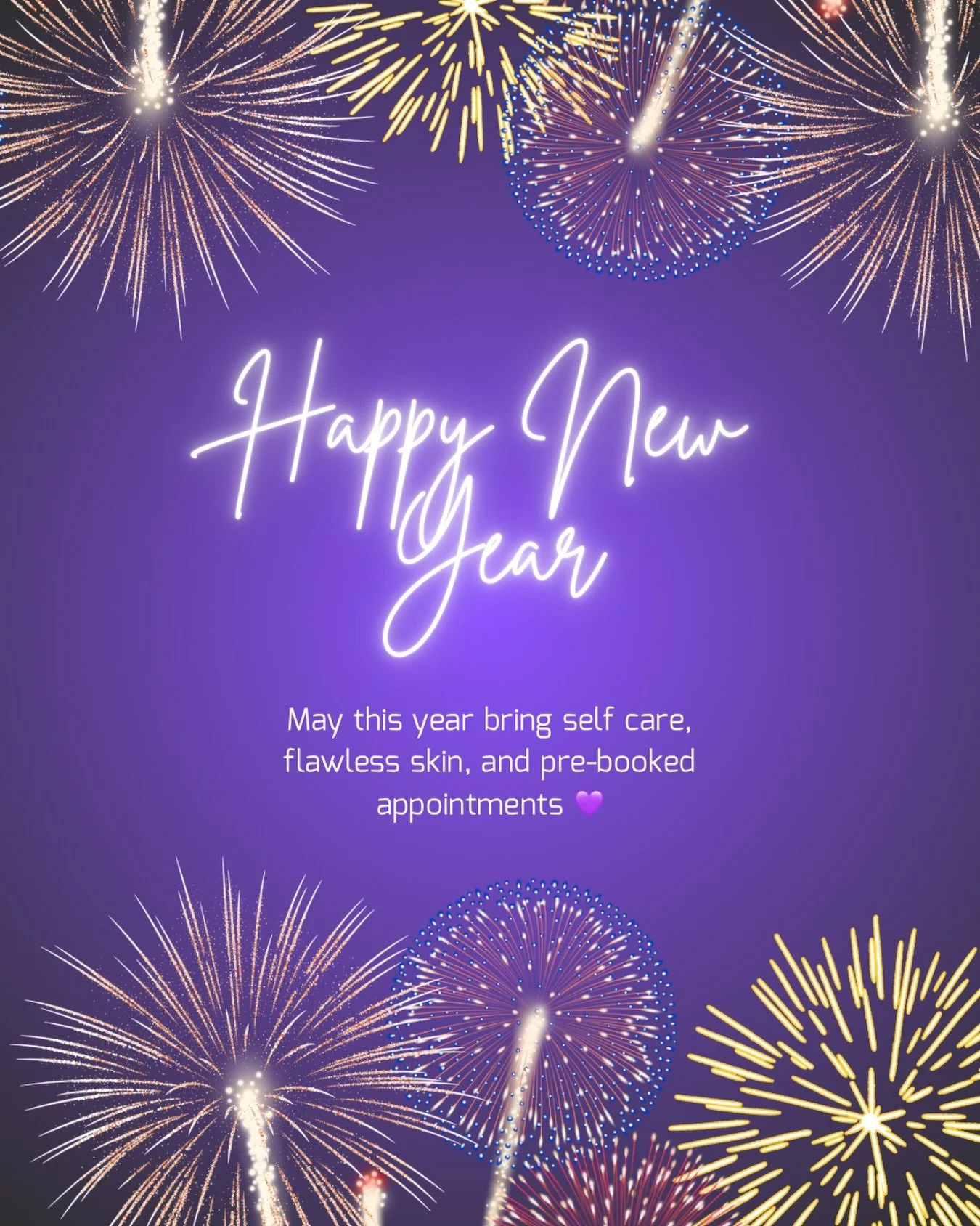 Happy new year, enjoy your friends and family. 

Looking forward to seeing you soon. ✨💜 

#SelfCare #HawaiiEsthetician #SkinCare #NewYears