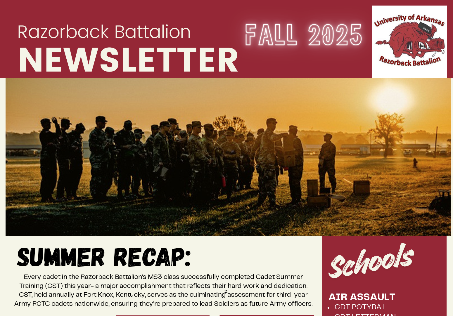 Program Happenings: Razorback Battalion Fall 2025 Newsletter Now Available