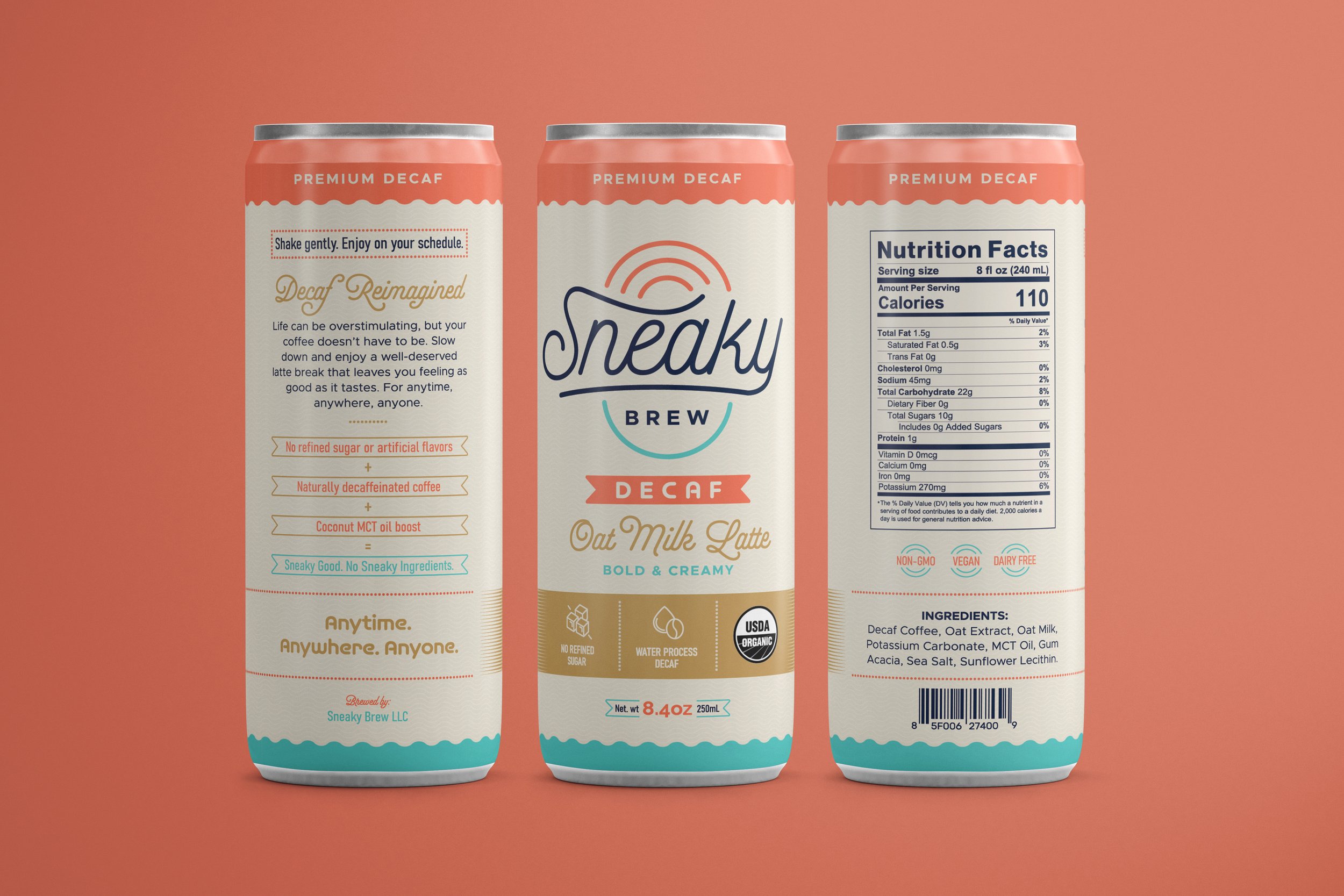 Sides of decaf latte can