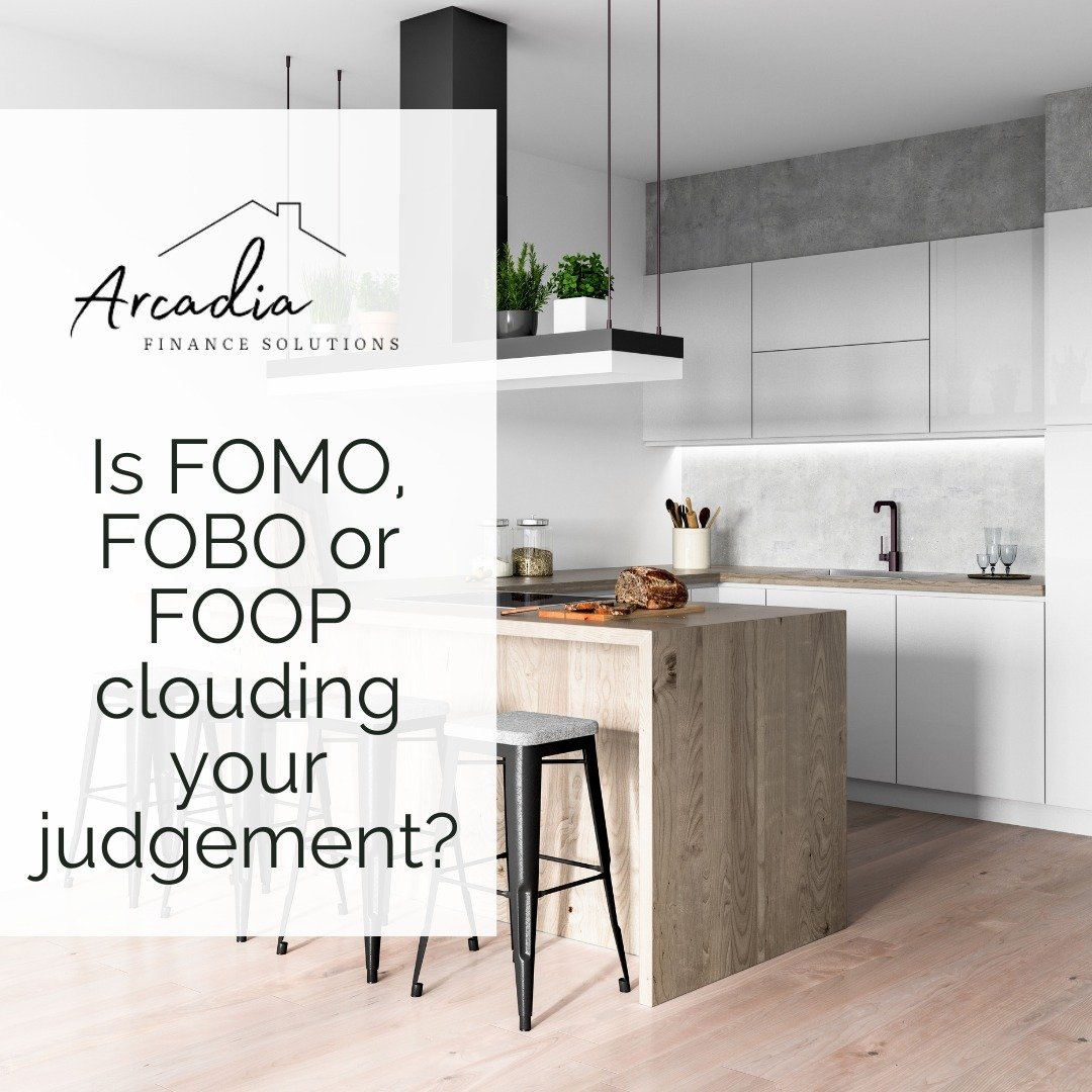 🤨 Is FOMO, FOBO or FOOP clouding your judgement? 🤨⁣
⁣
Three common mind traps can get between you and your property goals. 🏡⁣
⁣
Fear of Missing Out (FOMO) is the most famous of the trio and can lead to overpaying (and thus, taking on too much debt