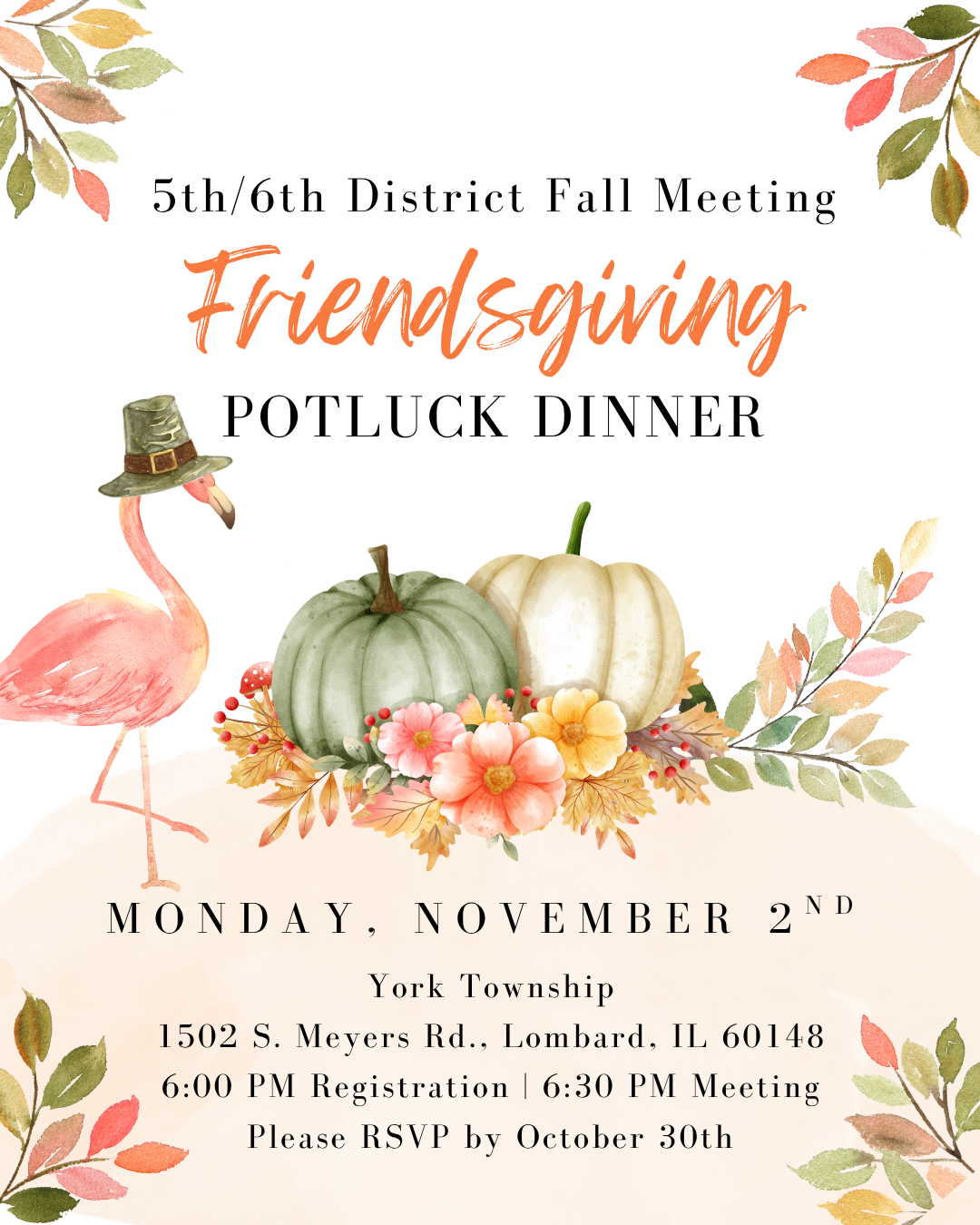 Save the Date! 5th/6th District Fall Meeting Friendsgiving
