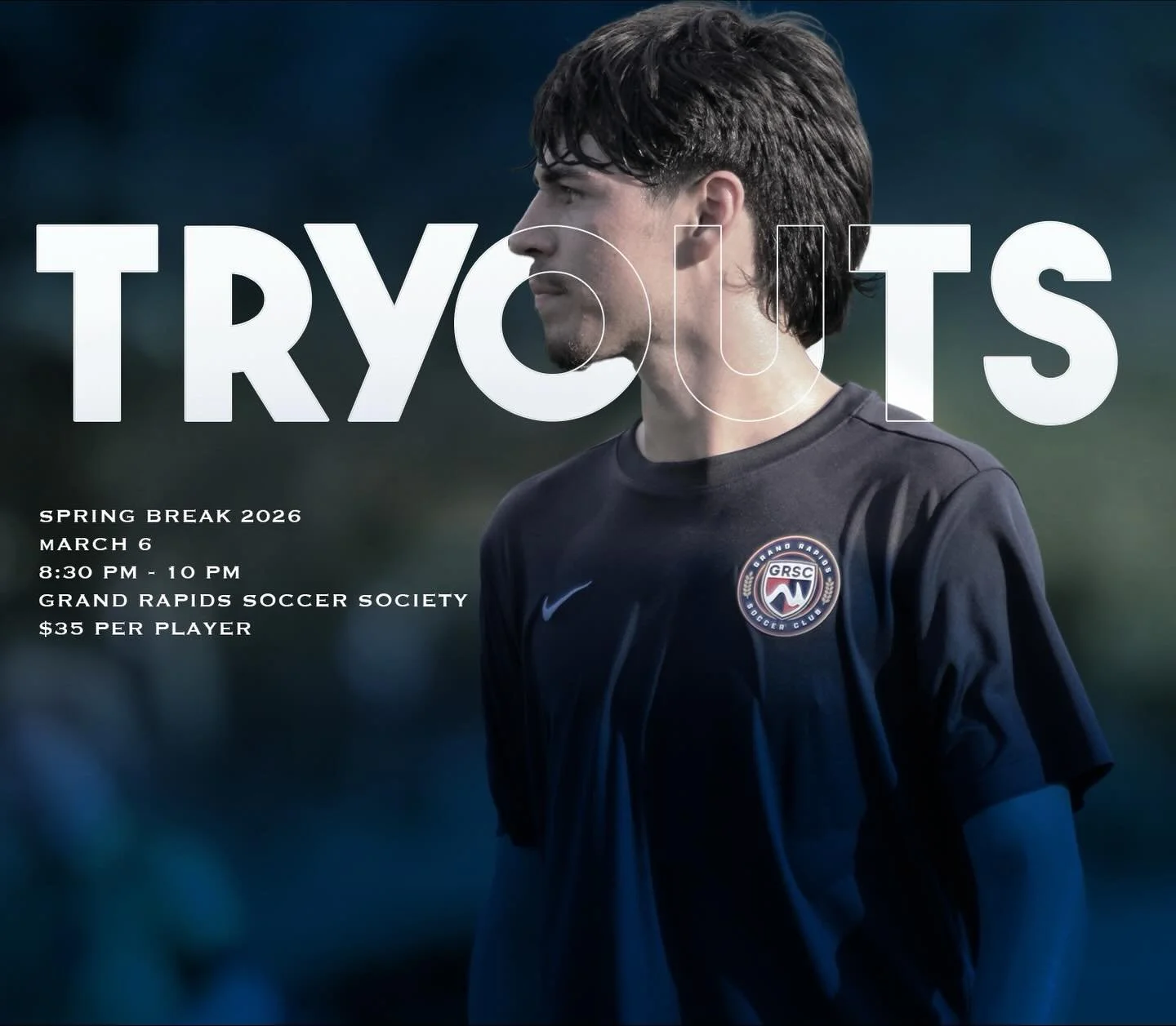 🚨GRSC Tryouts are here!!!🚨 

It&rsquo;s that time of year again! Grand Rapids Soccer Club is hosting open tryouts for the upcoming season.

📅 Friday, March 6th
⏰ 8:30 PM &ndash; 10:00 PM
💰 $35 per player
👥 Limited to 40 players (first come, firs