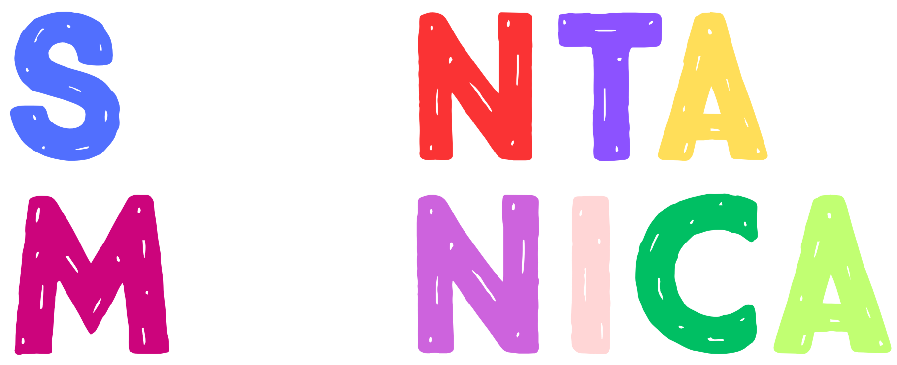 Colorful text spelling out 'SNACK MACHINE' with each letter in a different bright color.