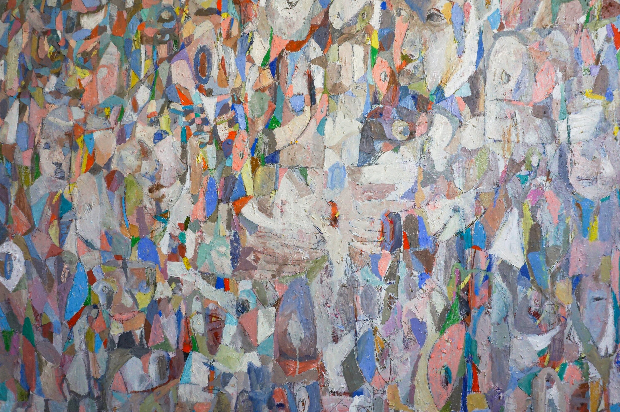 Of Tigers and men - 230x190cm oil paint oil pastel on canvas