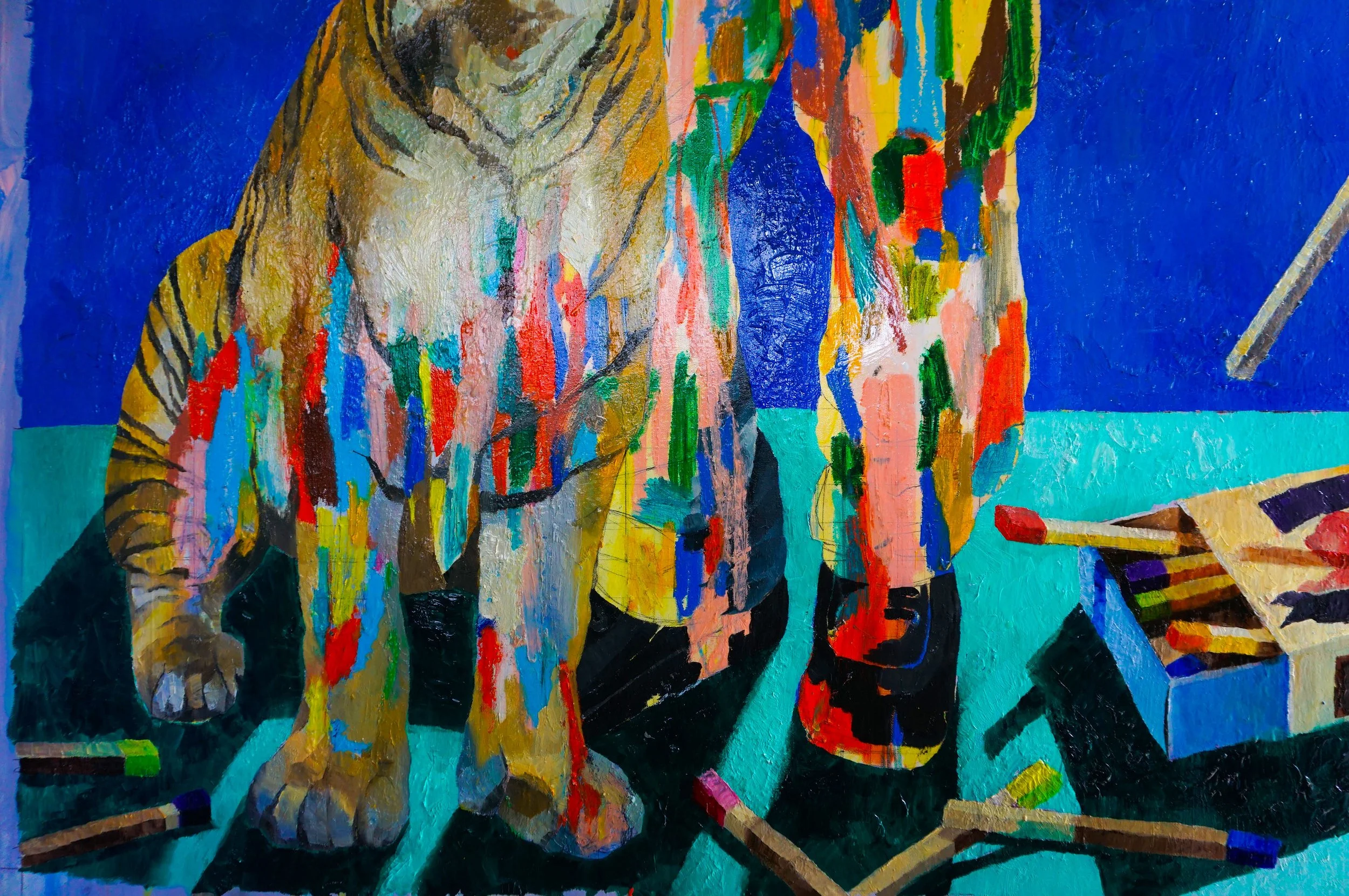 Sky Tradie - 162x120 cm - Oil paint, oil pastel on canvas -2023