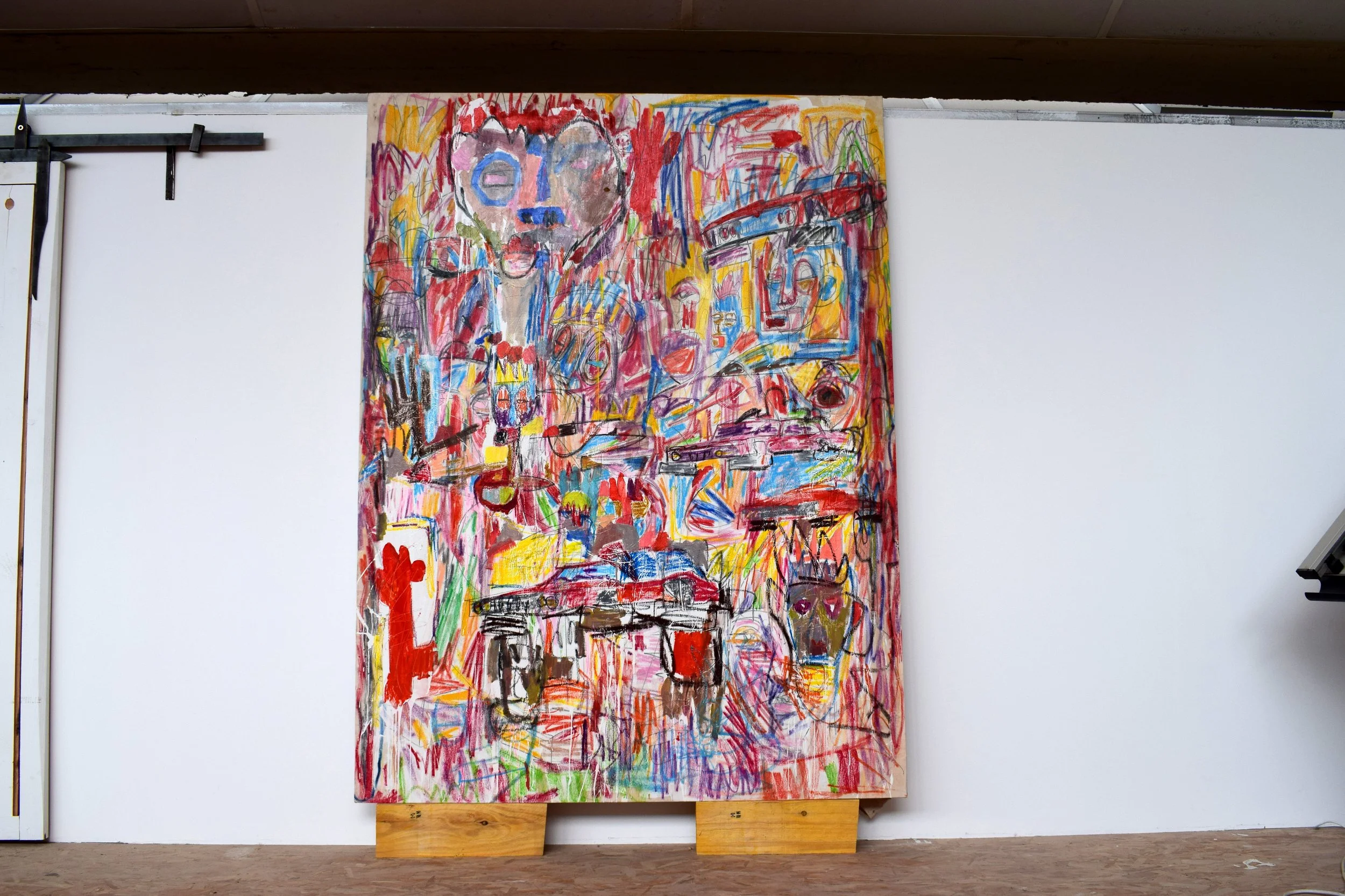 Ghost in the Shed  220x180cm oil pastel acrylic on canvas