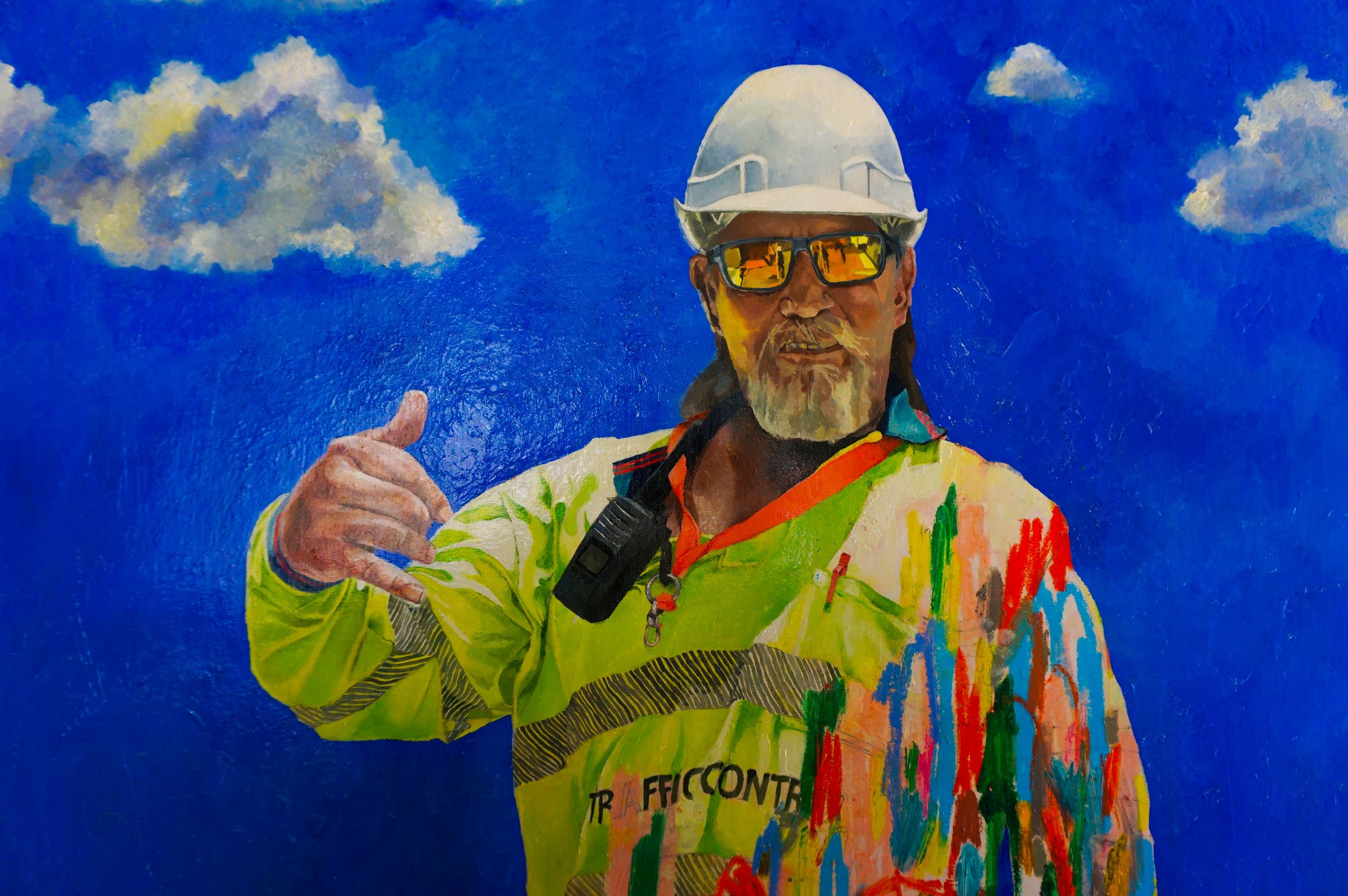 Sky Tradie - 162x120 cm - Oil paint, oil pastel on canvas -2023