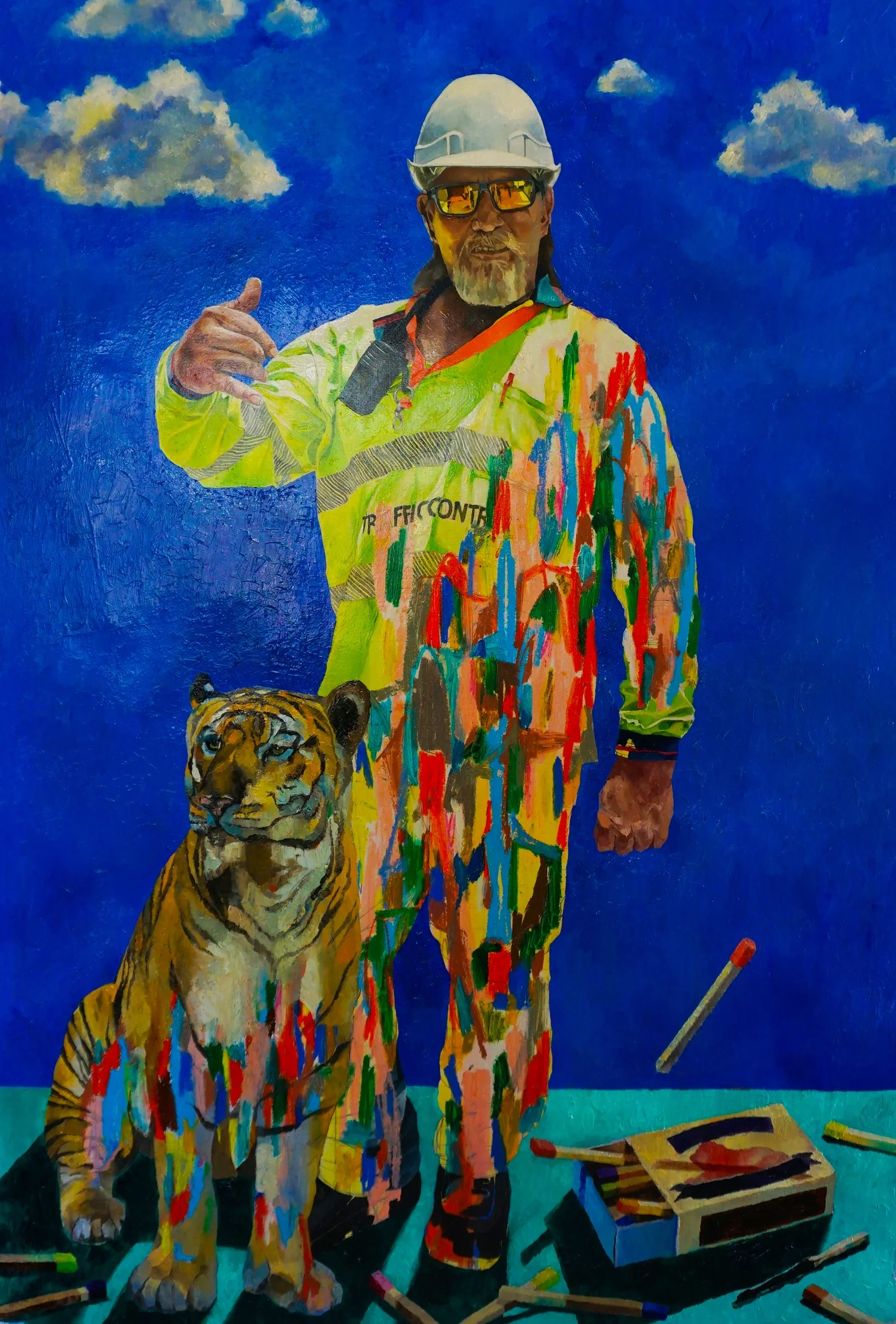 Sky Tradie - 162x120 cm - Oil paint, oil pastel on canvas -2023