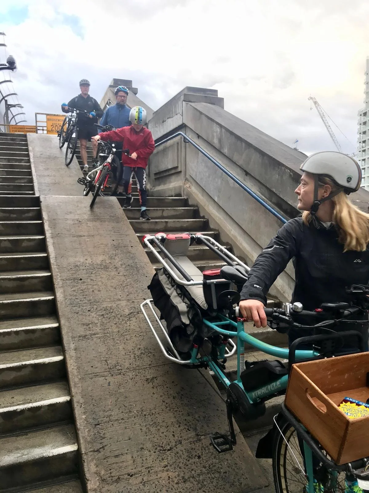 Children walking down steps