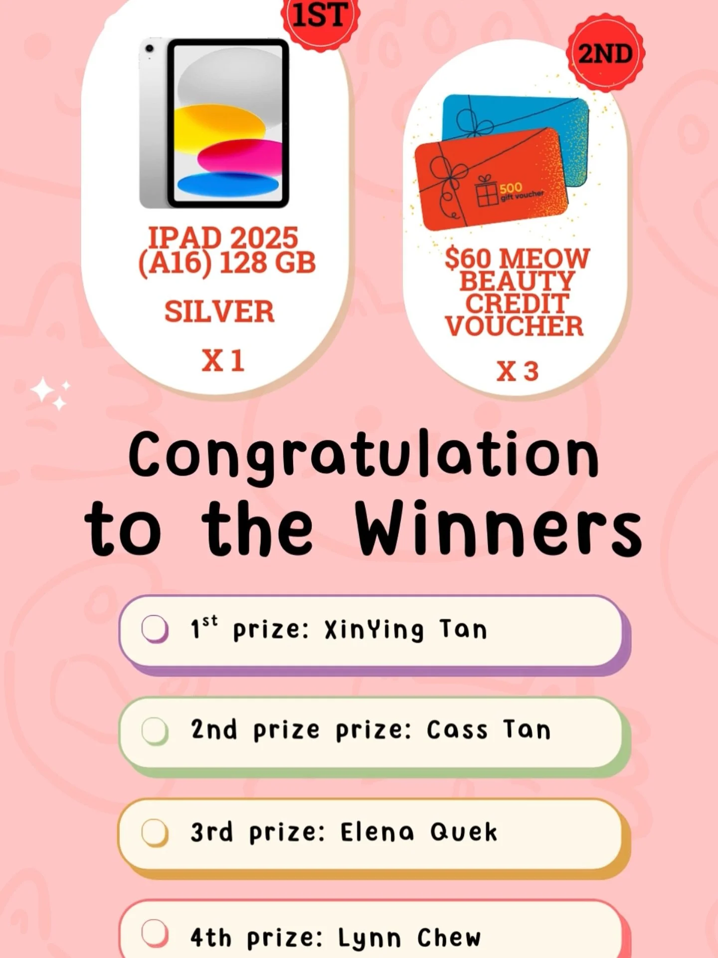 Aug SG60 Promo Bundle Giveaway! Woohoo! 🥳 

Congratulations to all winner and till the next one 💖😽
