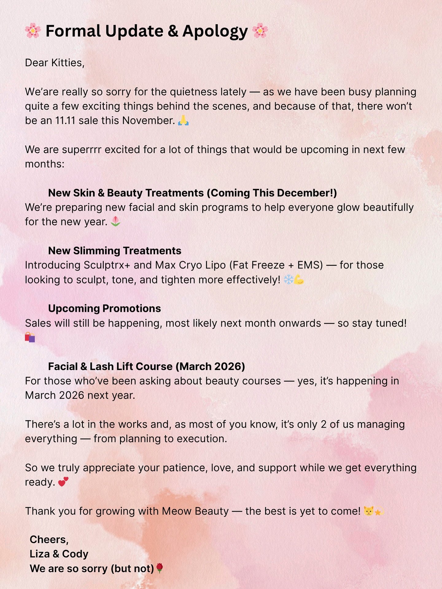 ⸜(｡˃ ᵕ ˂ )⸝♡

Public apology to our kitties 🌹

Stay tune, love yall so much 🤍