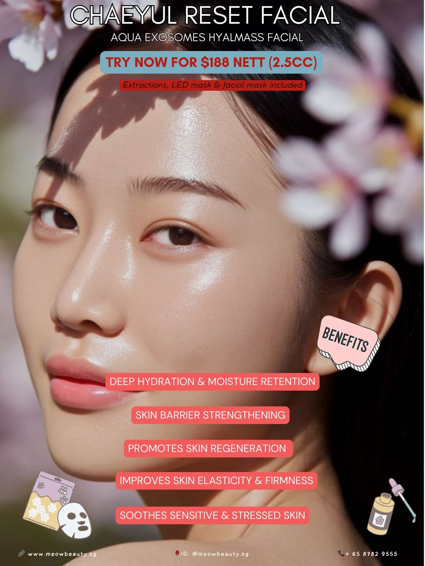 ✨ 𝘊𝘩𝘢𝘦𝘺𝘶𝘭 𝘈𝘲𝘶𝘢 𝘌𝘹𝘰𝘴𝘰𝘮𝘦 𝘍𝘢𝘤𝘪𝘢𝘭 ✨

Say hello to deep, dewy hydration and bouncy, radiant skin! This Korean-inspired facial uses powerful exosomes + advanced hydration tech to help your skin repair, rejuvenate, and glow from with
