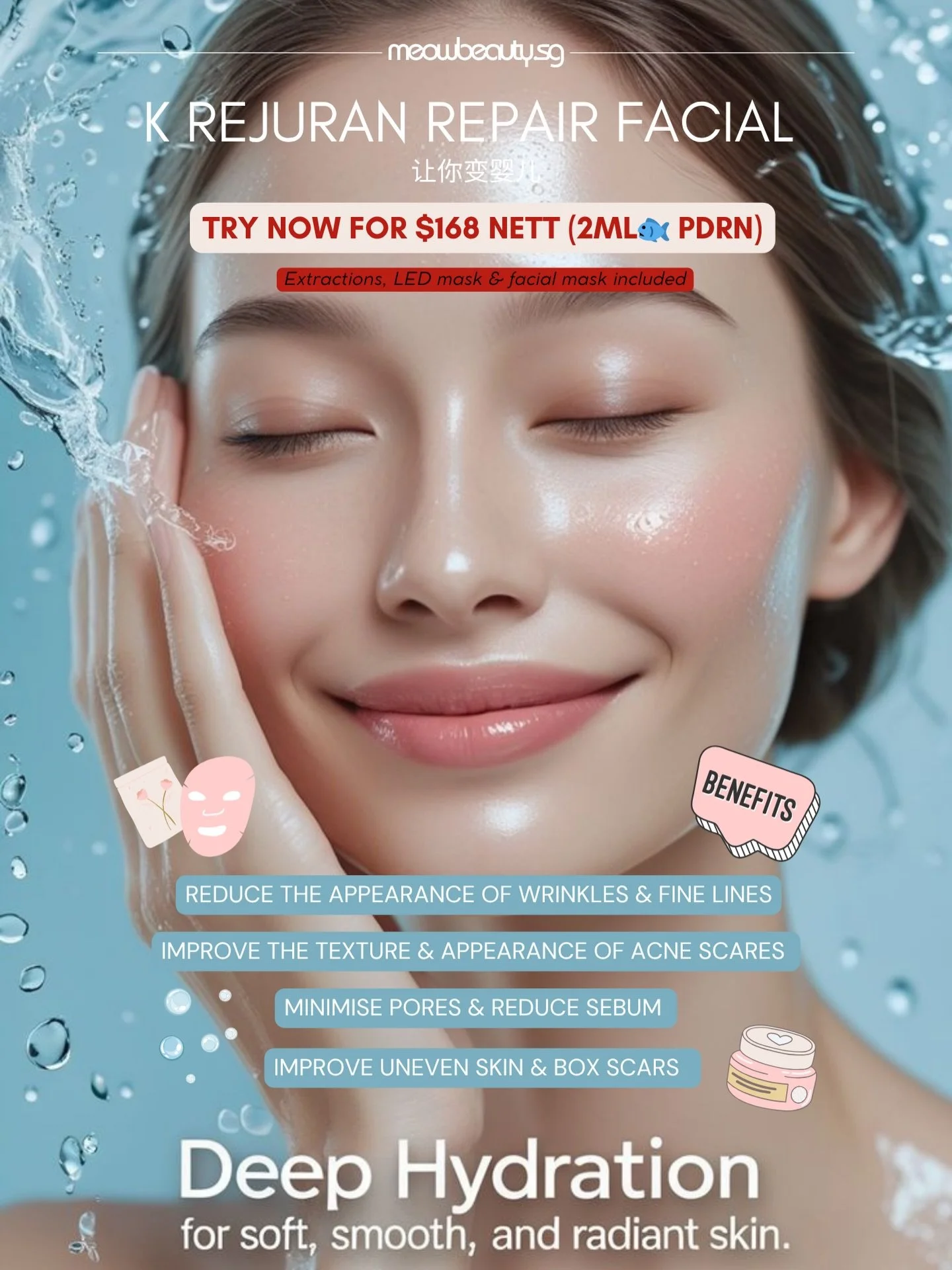 Salmon 🐟 K Rejuran Repair Facial ✨ 

Your glow-up secret is here: polynucleotide (PDRN) therapy that repairs, restores, and rejuvenates your skin from within.

𝜗ৎ Improves skin texture &amp; acne scars
𝜗ৎ Reduces fine lines &amp; wrinkles
𝜗ৎ Mini