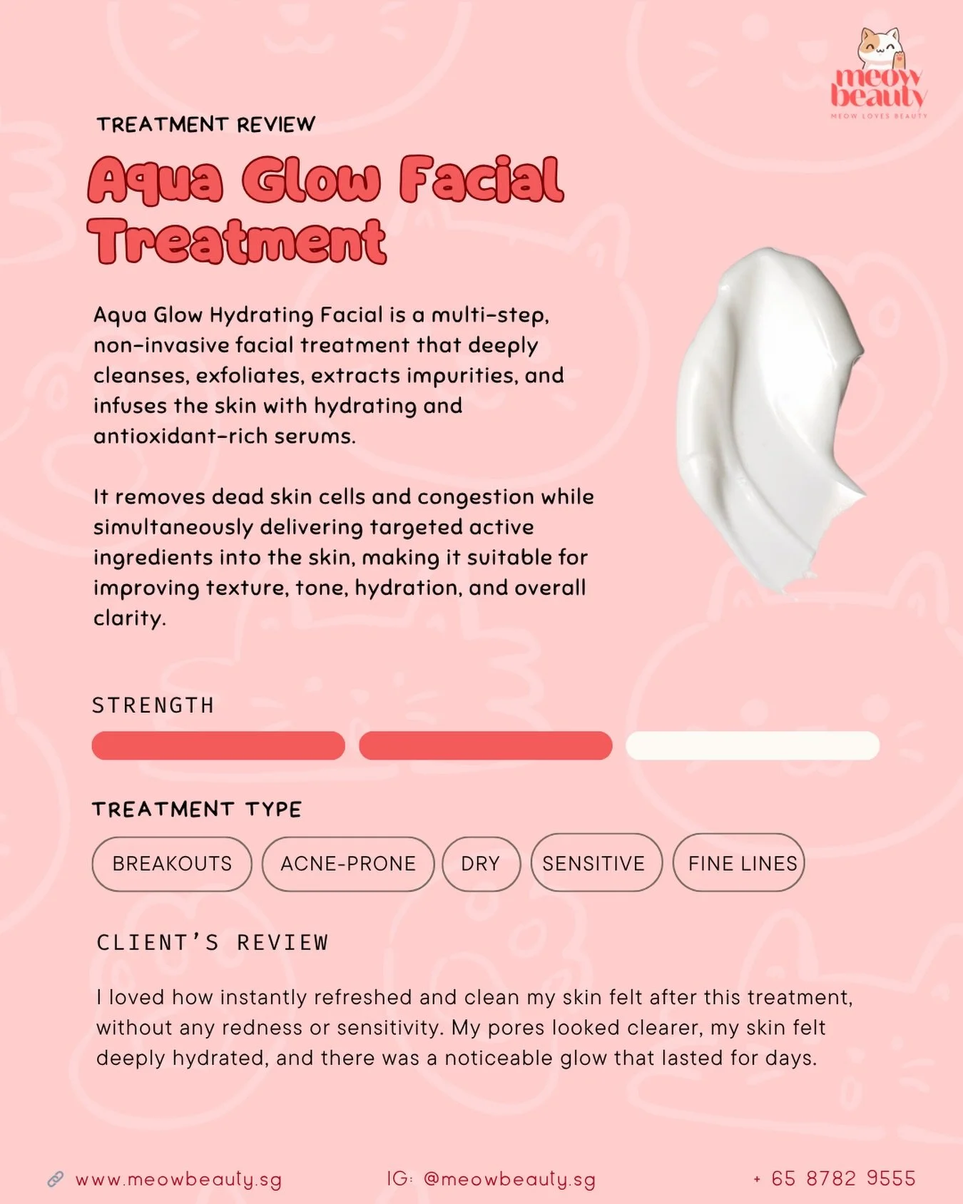 Aqua Glow Hydrating Facial 💧✨

This was actually the very first facial we introduced back in Soulslim (now Meow Beauty) 💛

We&rsquo;ve kept it in our menu till today because of how gentle yet effective it is. It&rsquo;s one of those facials that do