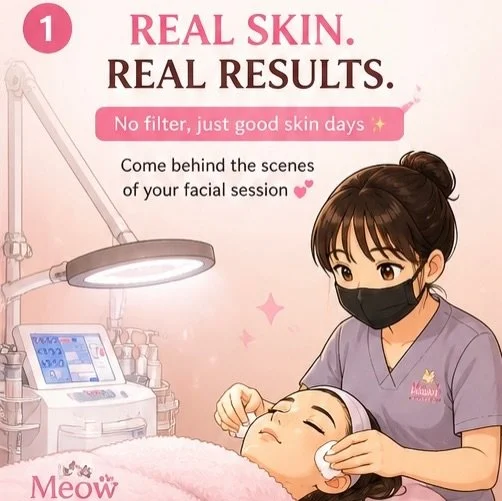 POV: You finally found a facial place that actually does the work 👀✨

No filter, no fake glow &mdash; just real skin, real results 💆&zwj;♀️

At Meow Beauty Bar, every facial is customised based on your skin condition.
We don&rsquo;t just &ldquo;rel